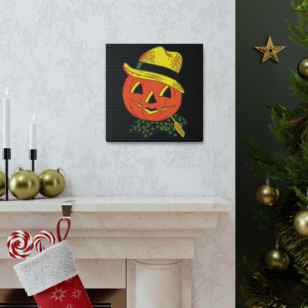 Halloween Scarecrow Retro Halloween Decor Print Canvas Gallery Wrap