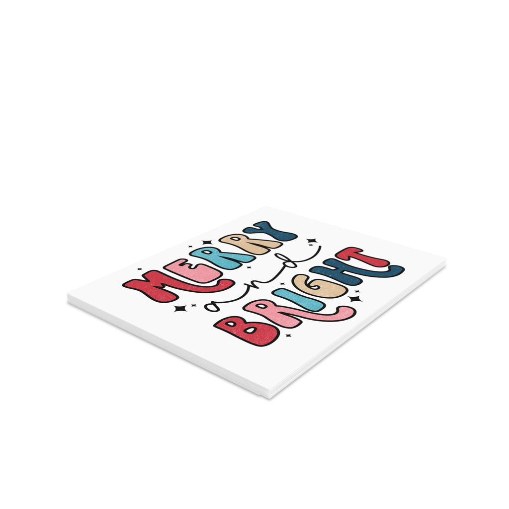 Merry And Bright Christmas Print Matte Greeting Cards (8, 16, and 24 pcs)