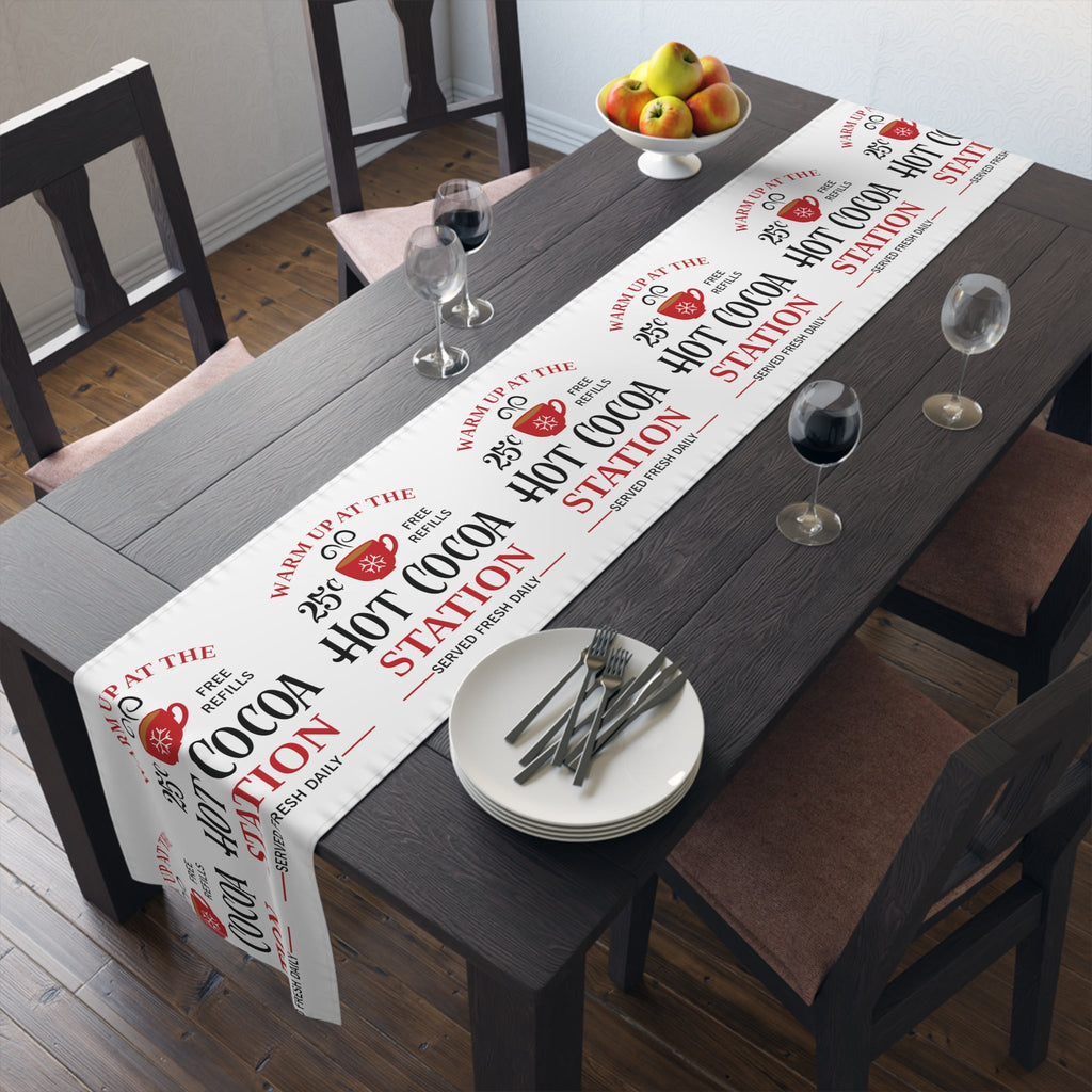 Warm Up At The Hot Cocoa Station Christmas Table Runner