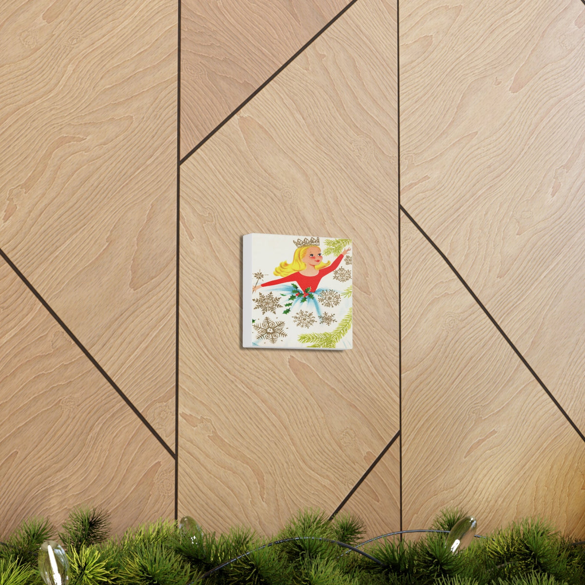 Christmas Fairy 50s Mid Century Retro Christmas Print Canvas Gallery Wrap