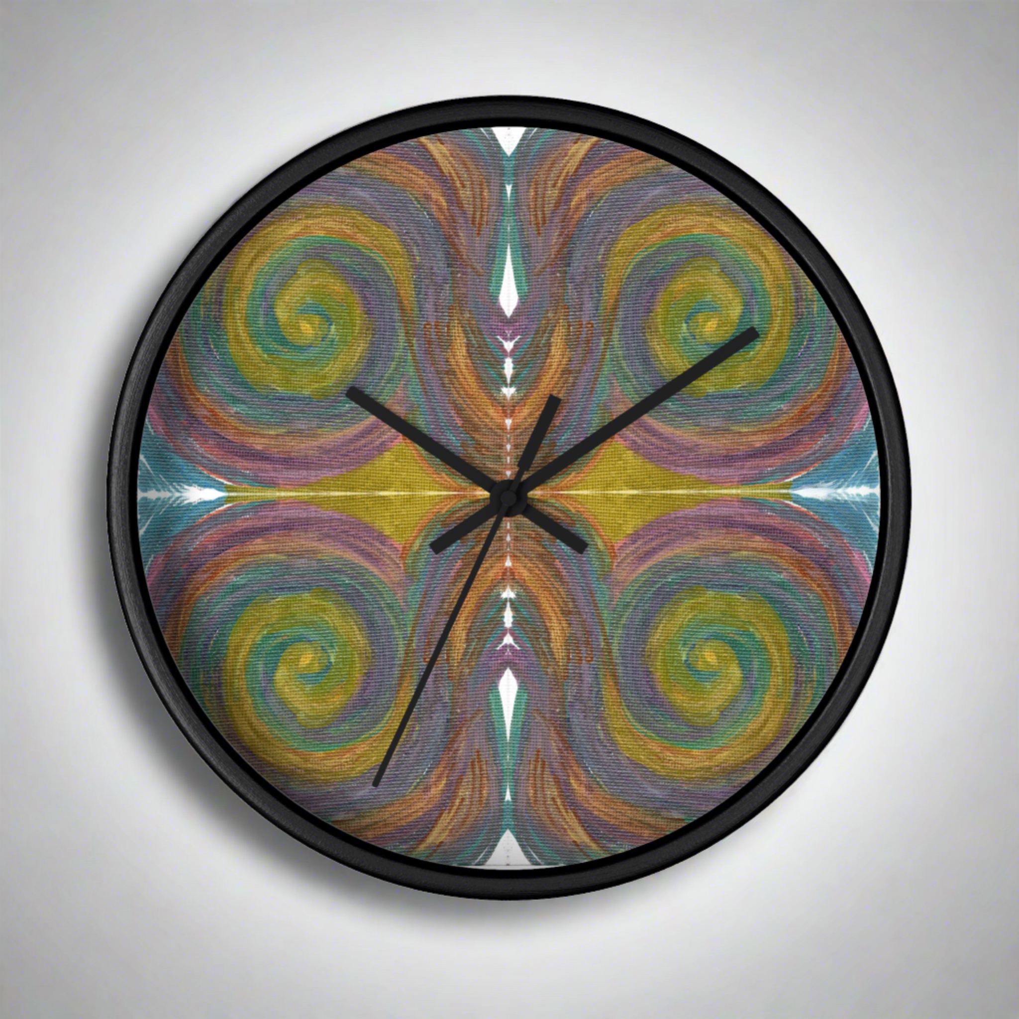 Solar Spirals Caden Caraco Silent Black Wooden Wall Clock