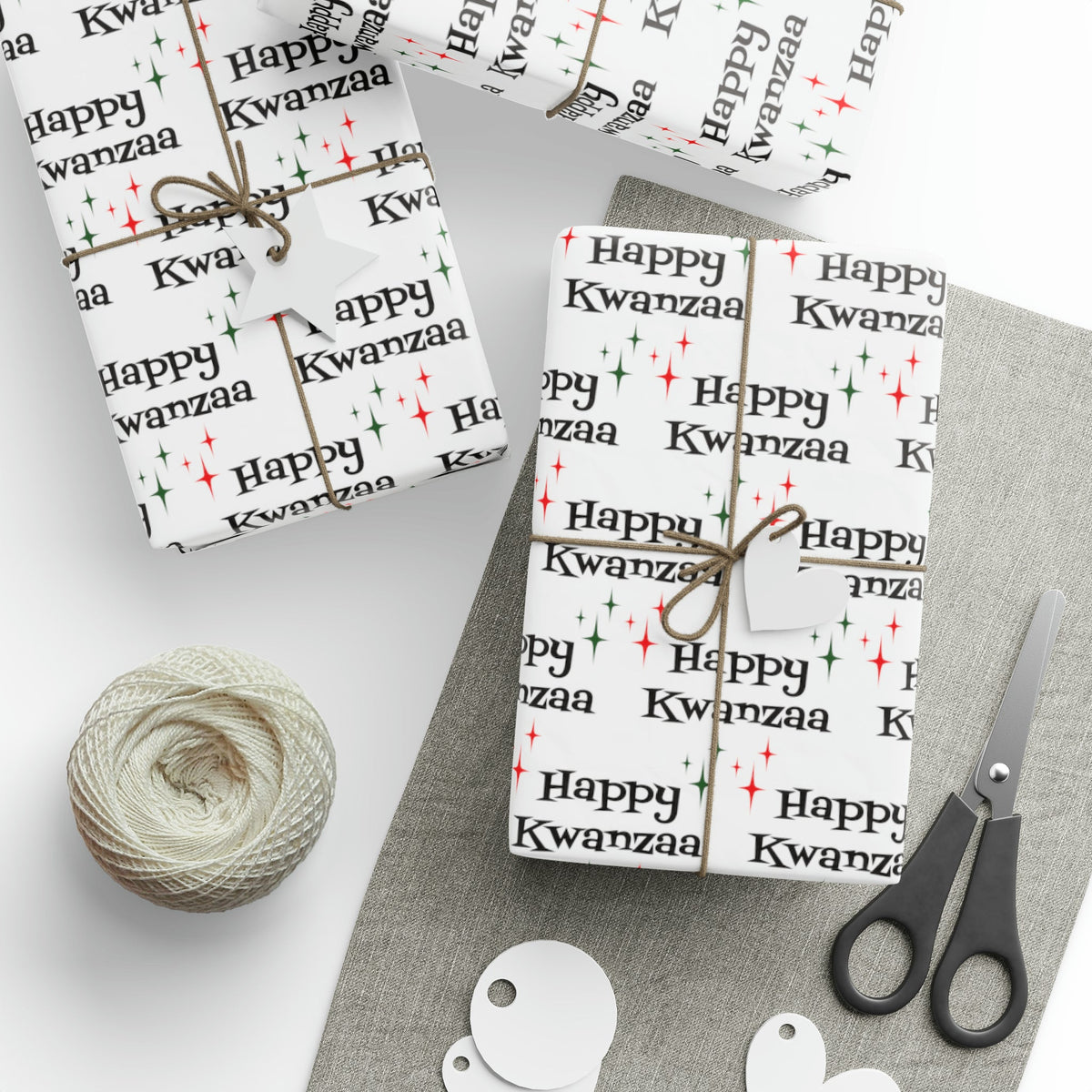Happy Kwanzaa Starburst Atomic Retro Style Holiday Gift Wrap Paper - Glossy Or Matte