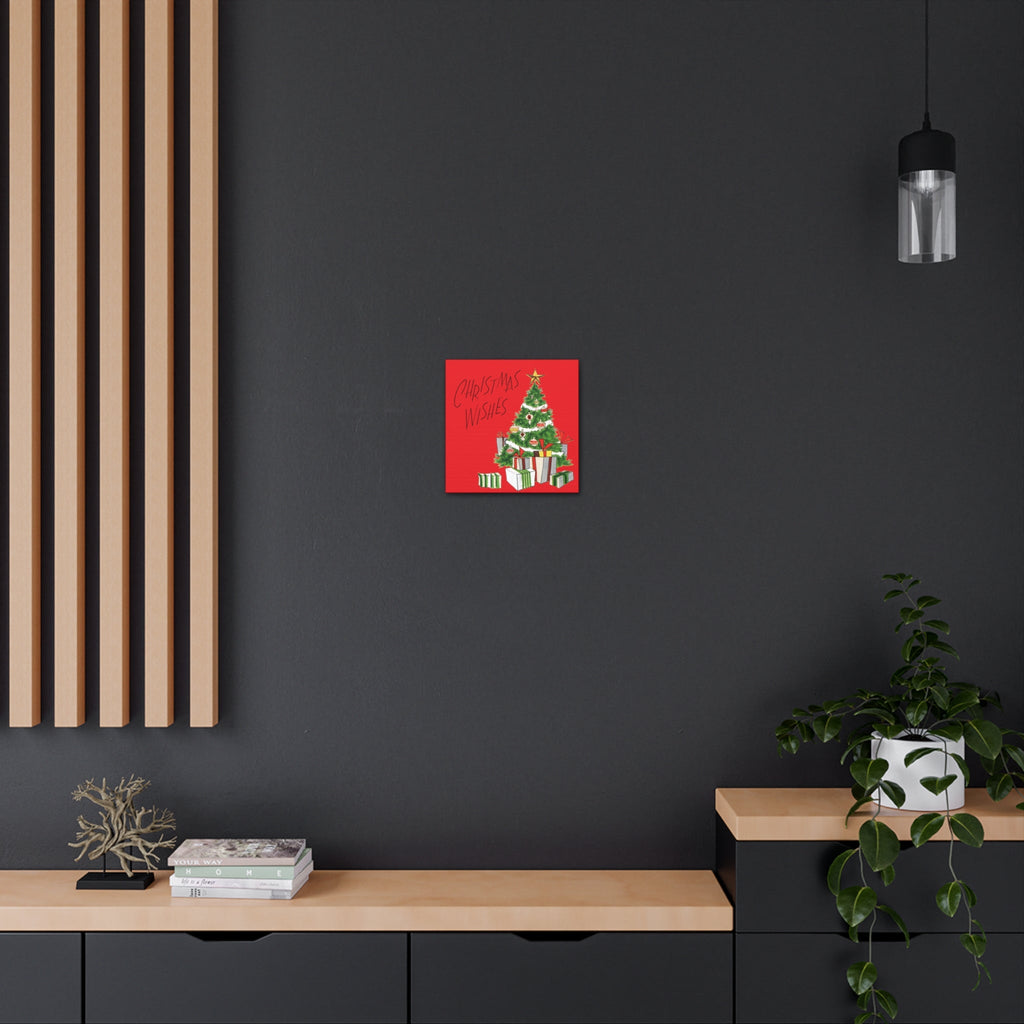 Christmas Wishes Christmas Tree Mid Century Retro Christmas Print Canvas Gallery Wrap
