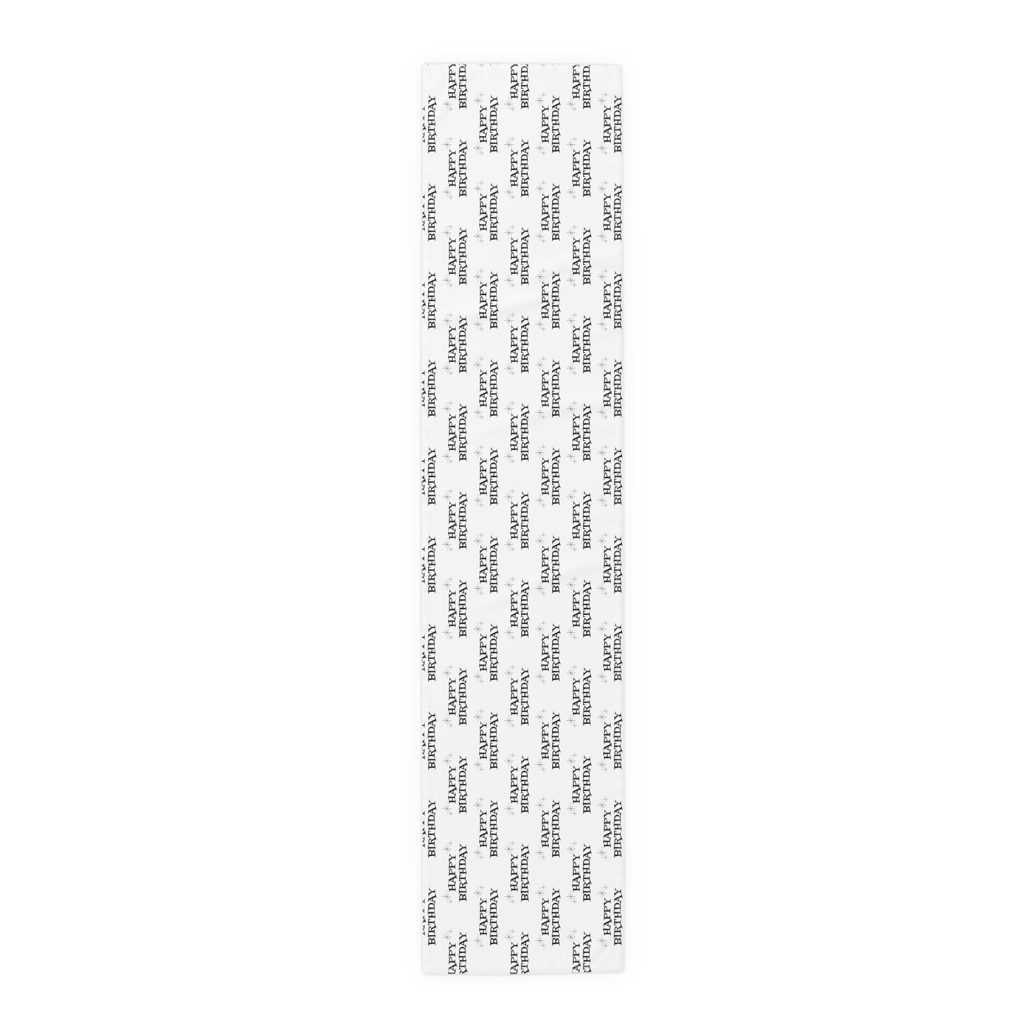 Happy Birthday Atomic Mid Century Retro Style Print Cotton Poly Table Runner