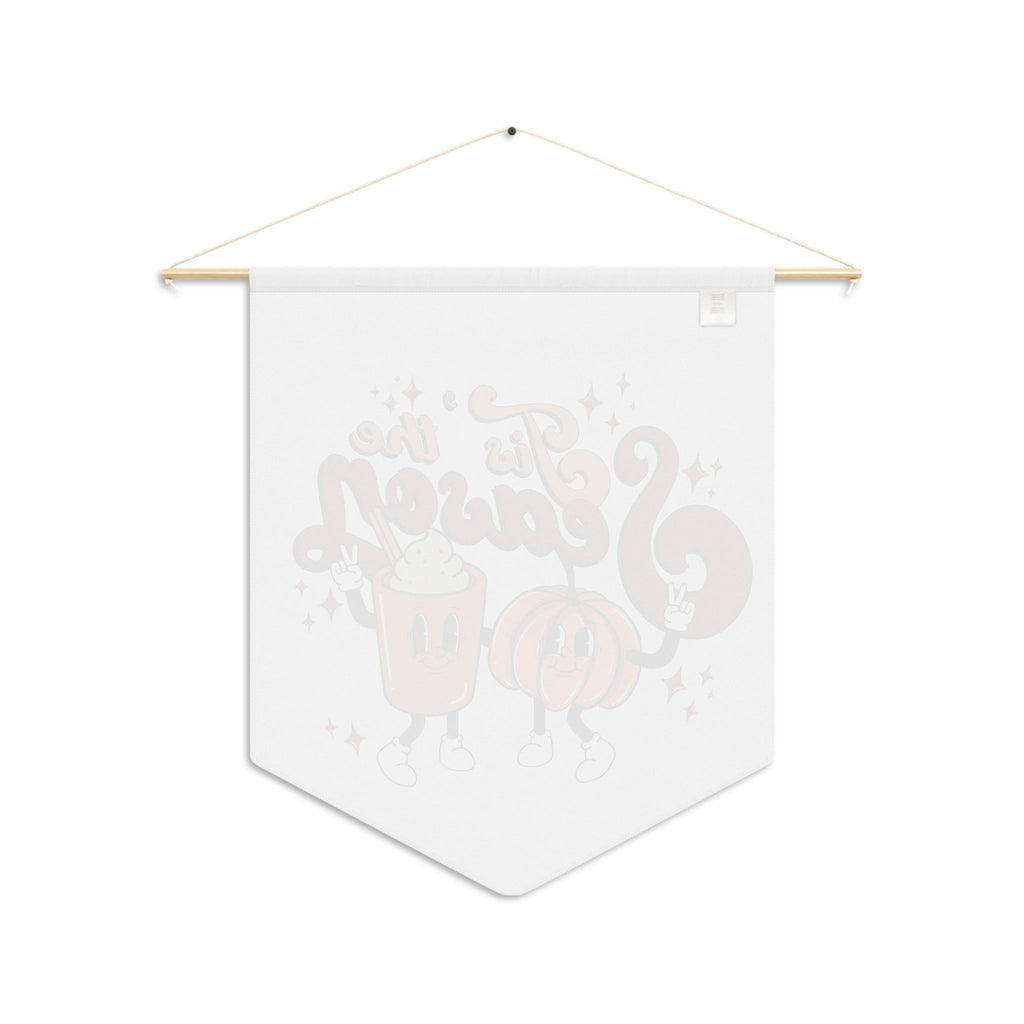 Tis The Season For Pumpkin Spice Friends Retro Style Fall Autumn Wall Hanging Banner Flag