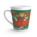 Christmas Girl With Poinsettias Retro Christmas Print Latte Coffee Mug