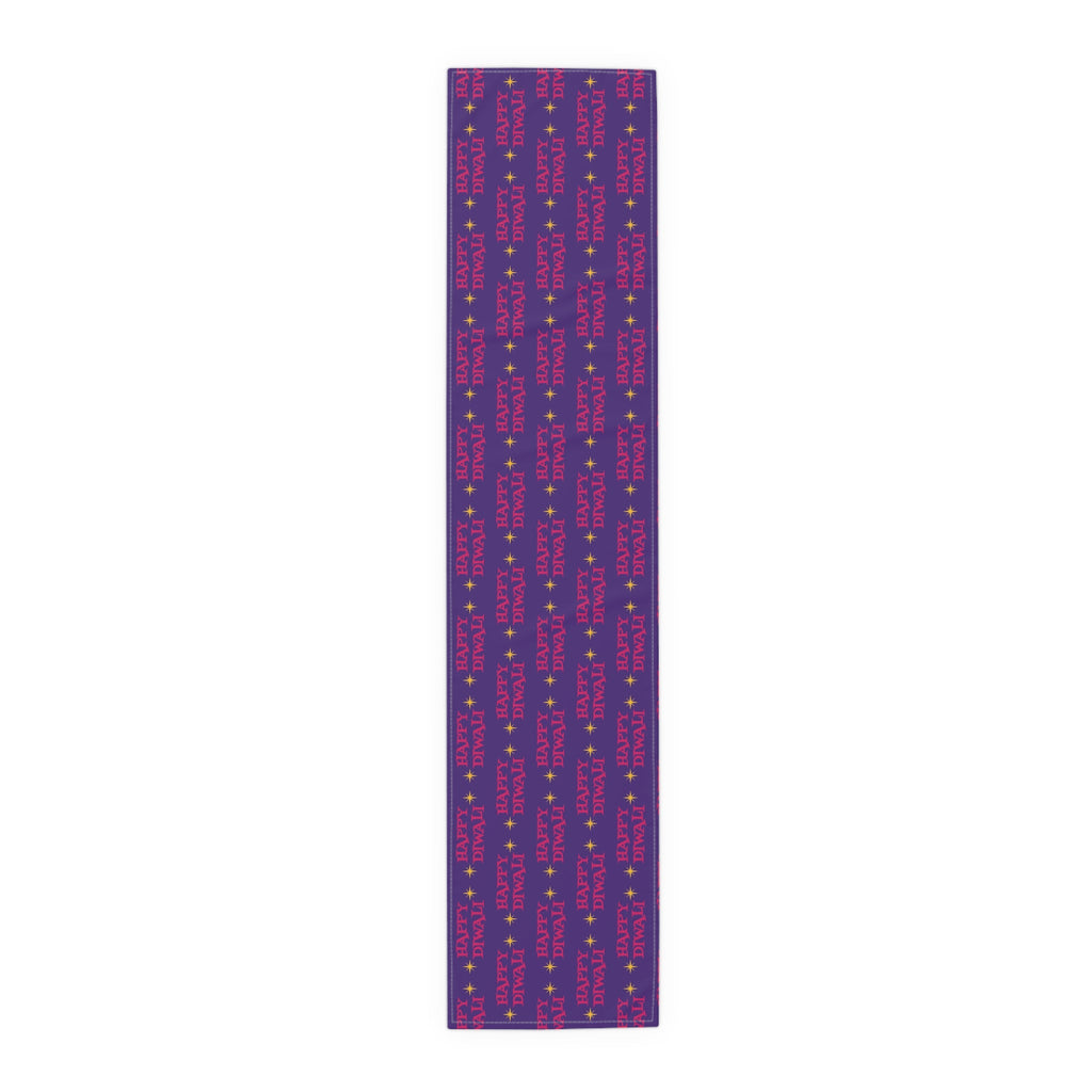 Happy Diwali Atomic Mid Century Retro Style Holiday Table Runner - Cotton Or Polyester