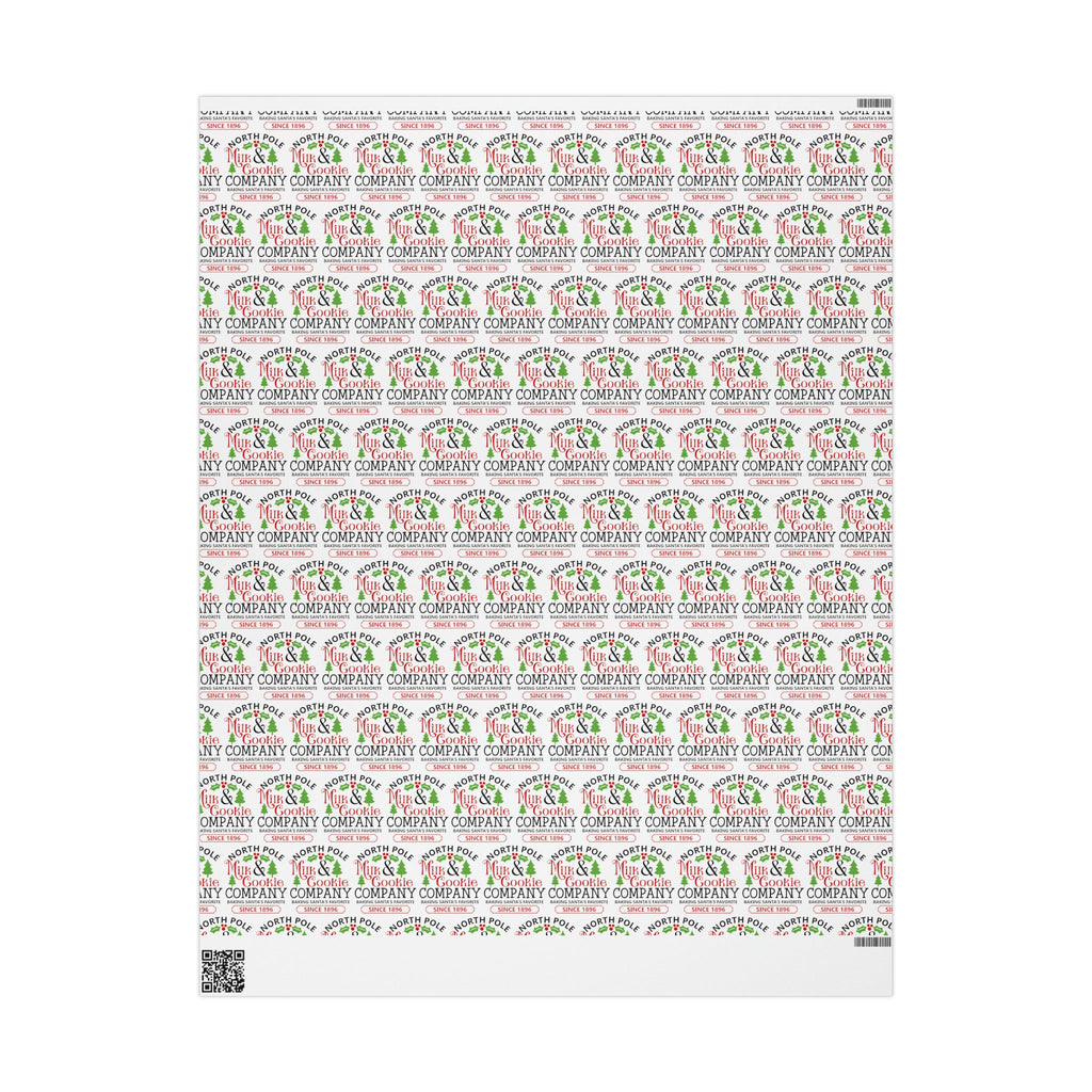 North Pole Milk And Cookie Company Christmas Print Holiday Gift Wrap Paper - Glossy Or Matte