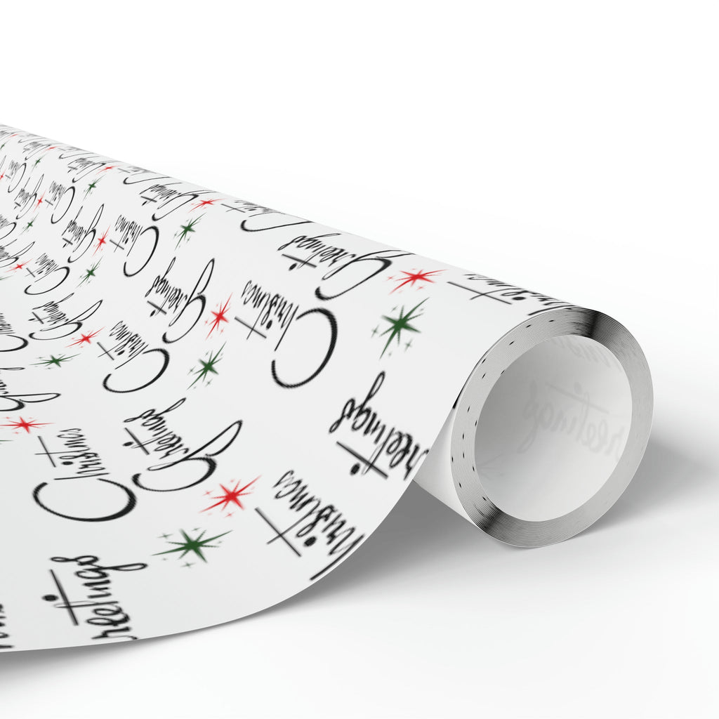 Christmas Greetings Starburst Atomic Mid Century Retro Christmas Style Holiday Gift Wrap Paper - Glossy Or Matte