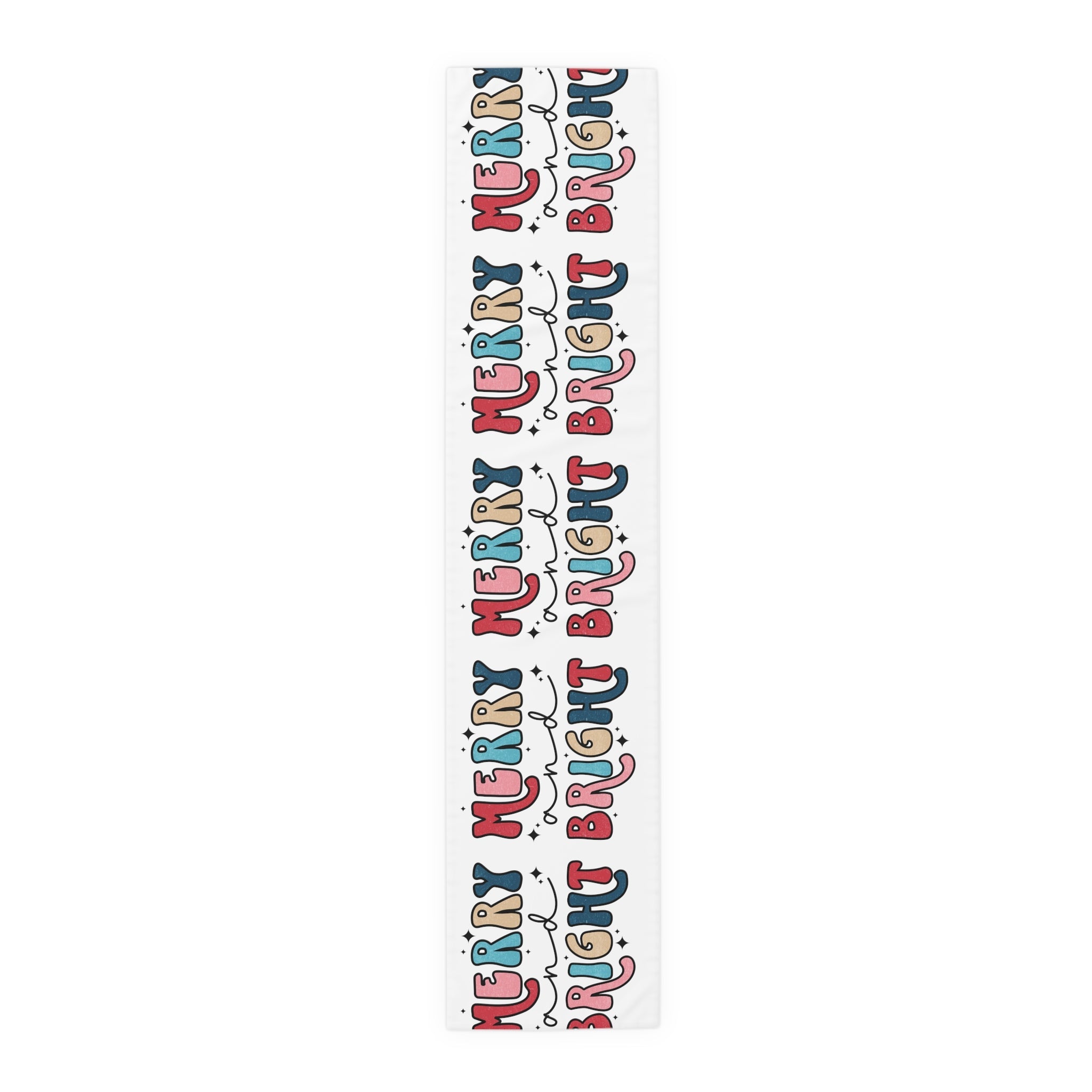Merry And Bright Christmas Print Home Decor Cotton Poly Table Runner