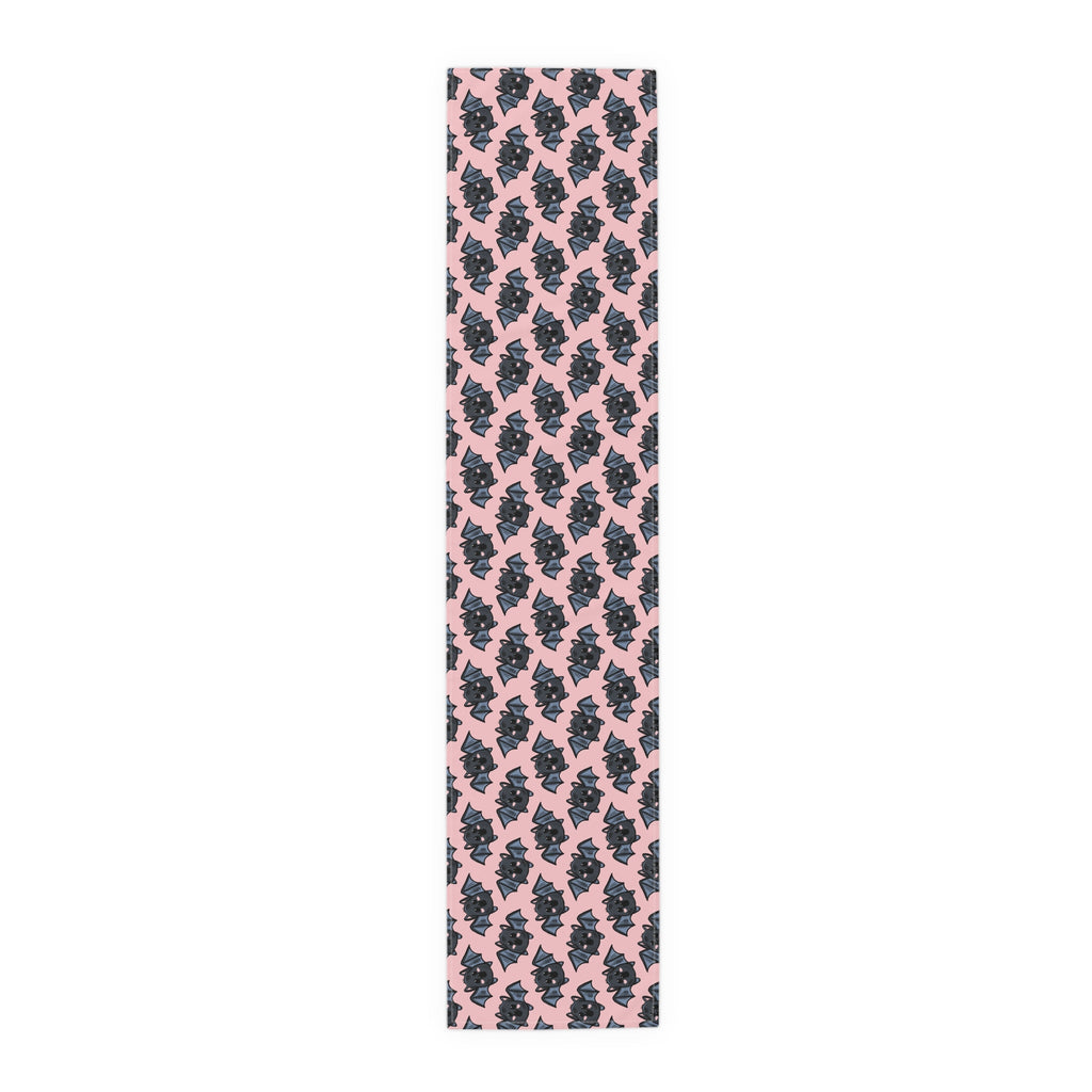 Halloween Bats Pink Fall Autumn Cotton Poly Table Runner