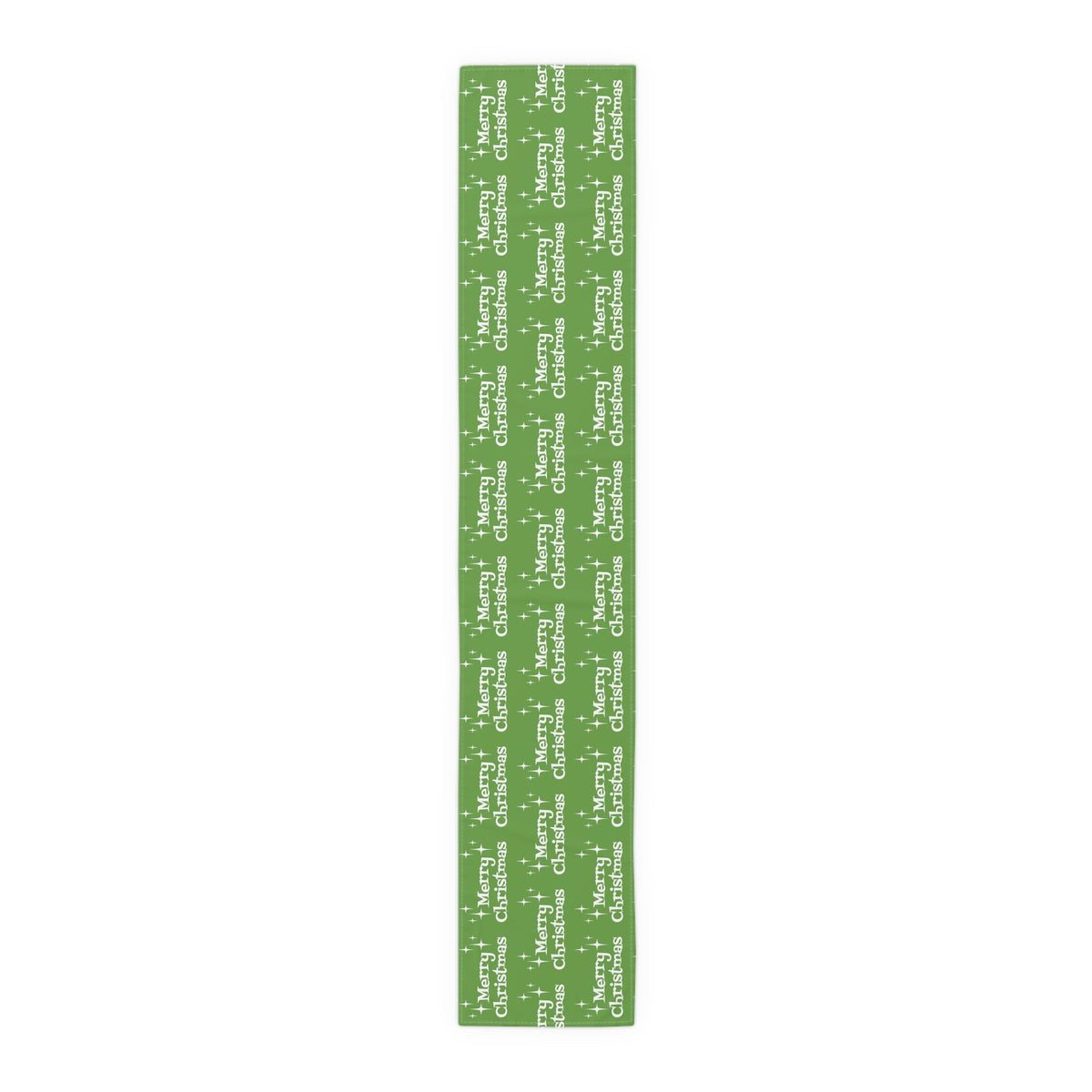 Merry Christmas Starburst Atomic Mid Century Retro Style Christmas Decor Green Cotton Poly Table Runner