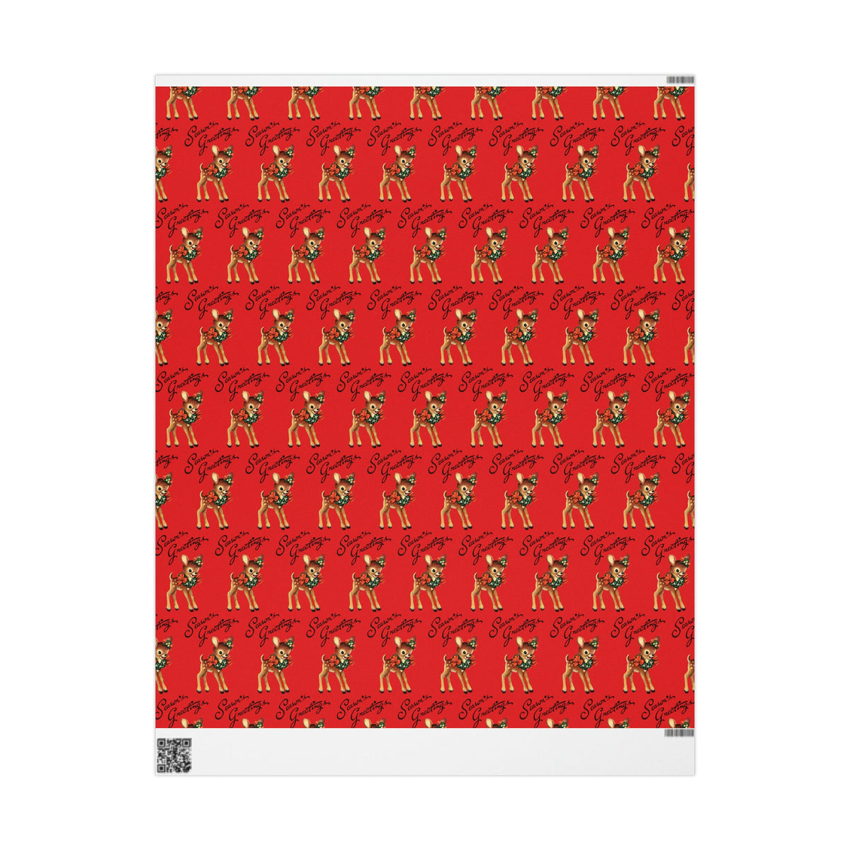 Season's Greetings Reindeer Wreath Retro Christmas Holiday Gift Wrap Paper - Glossy Or Matte