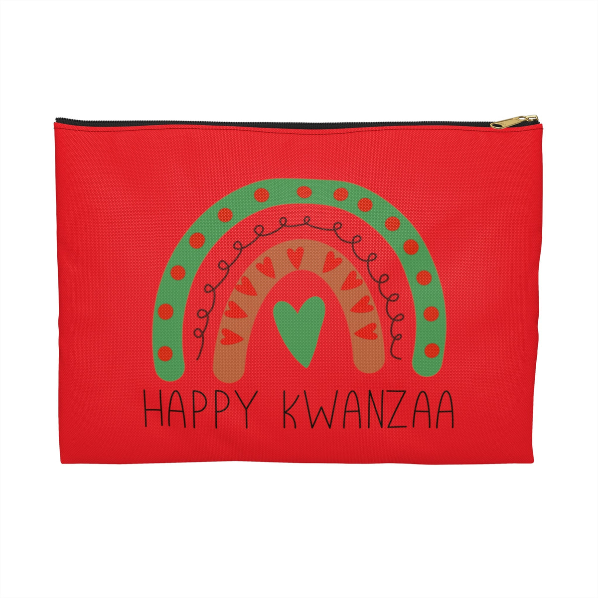 Happy Kwanzaa Rainbow Red Polyester Accessory Pouch Travel Bag