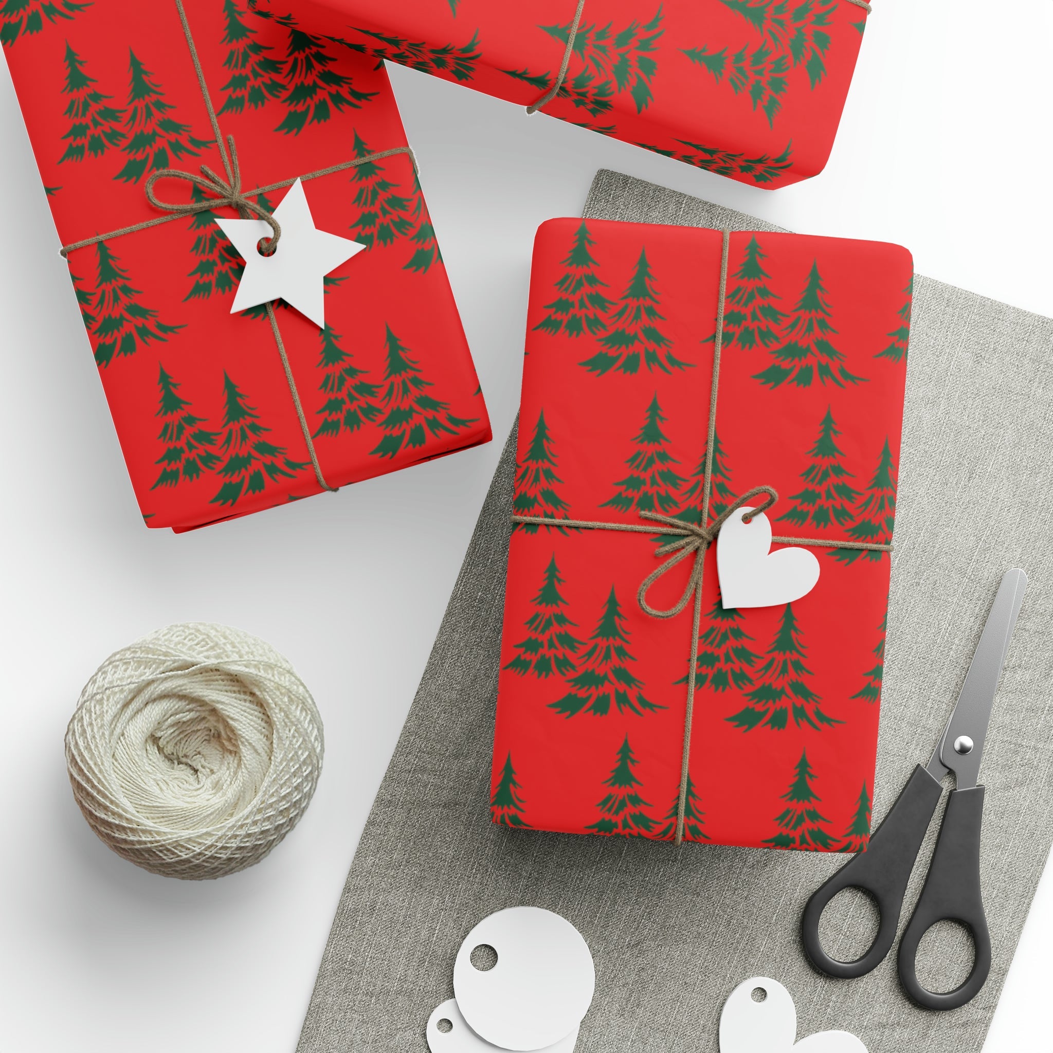 Retro Christmas Pine Trees Mid Century Retro Christmas Print Holiday Gift Wrap Paper - Glossy Or Matte