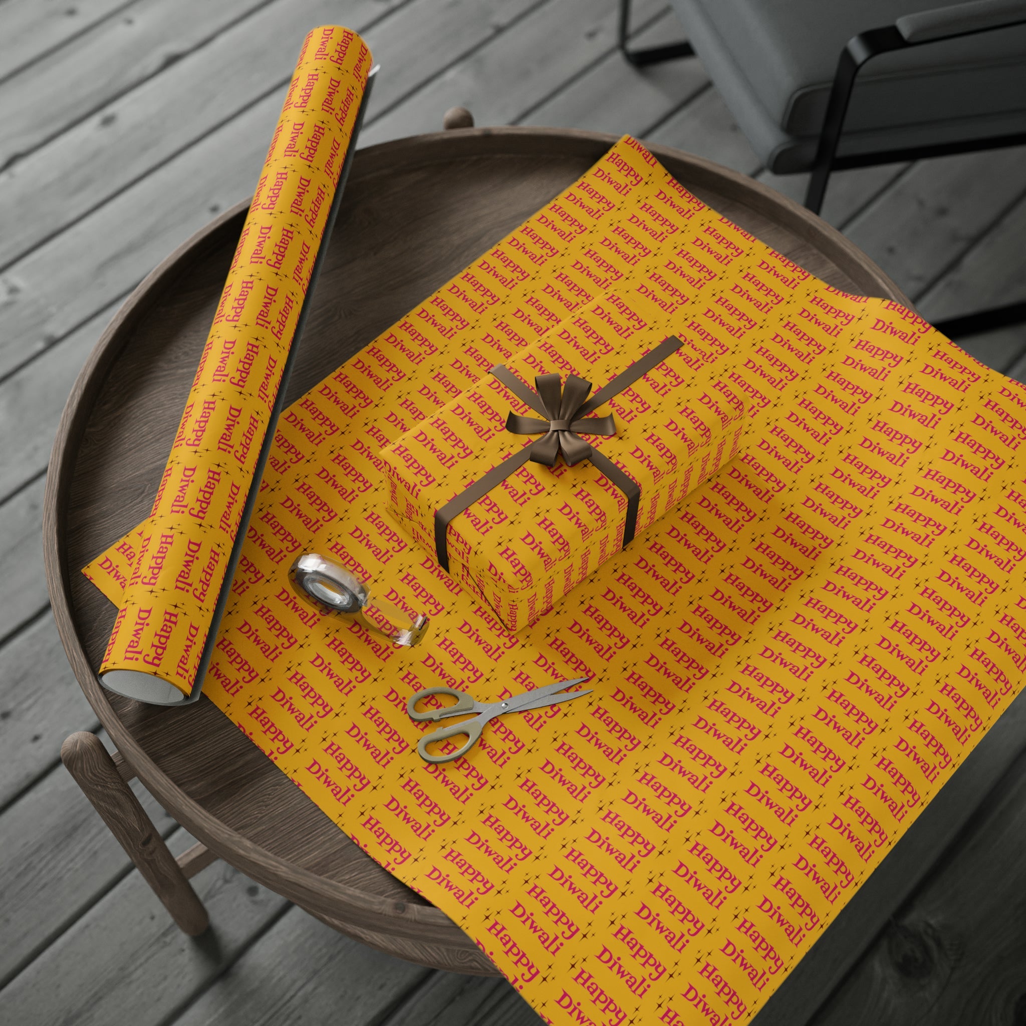 Happy Diwali Starburst Atomic Mid Century Retro Style Holiday Gift Wrap Paper - Glossy Or Matte