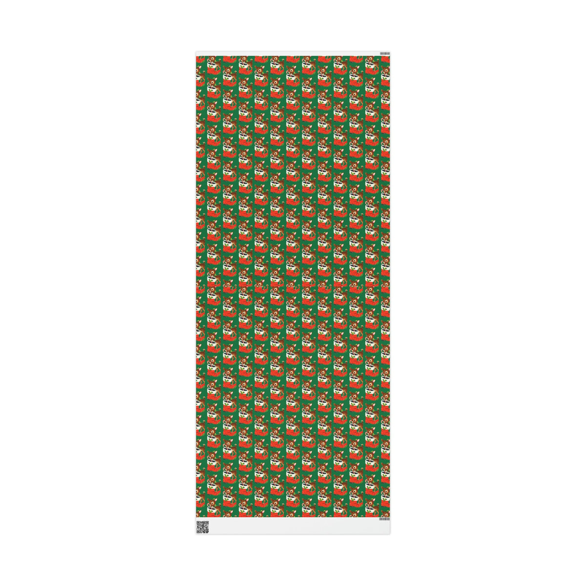 Reindeer With Stocking Mid Century Retro Christmas Print Holiday Gift Wrap Paper - Glossy Or Matte
