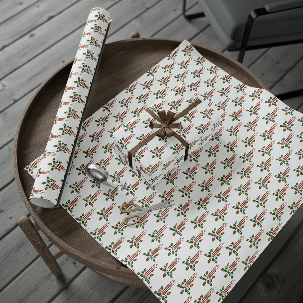Christmas Candles With Holly Mid Century Retro Christmas Print Holiday Gift Wrap Paper - Glossy Or Matte
