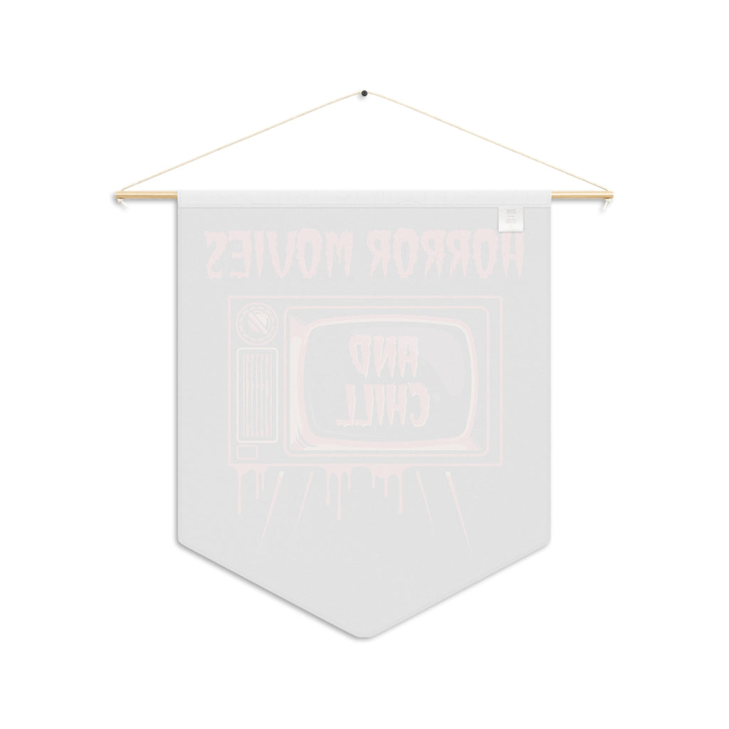 Horror Movies And Chill Retro Television Black Halloween Decor Print Wall Hanging Banner Flag