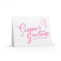 Season's Greetings Dove Pink Retro Christmas Style Matte Greeting Cards (8, 16, and 24 pcs)