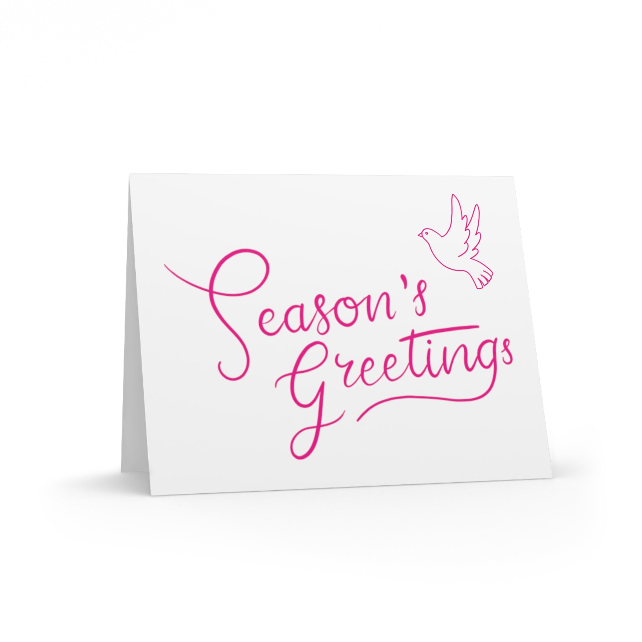 Season's Greetings Dove Pink Retro Christmas Style Matte Greeting Cards (8, 16, and 24 pcs)