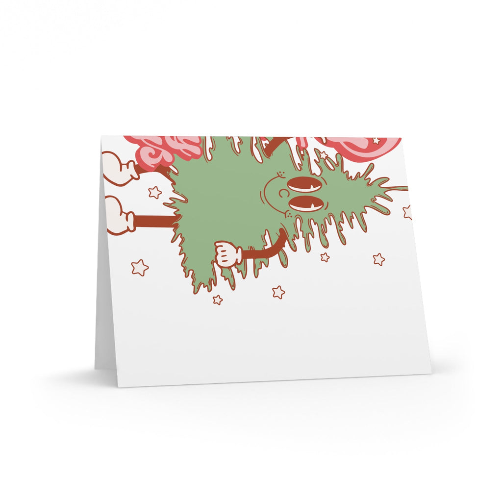 Merry Everything And Happy Always Christmas Tree Retro Style Matte Greeting Cards (8, 16, and 24 pcs)