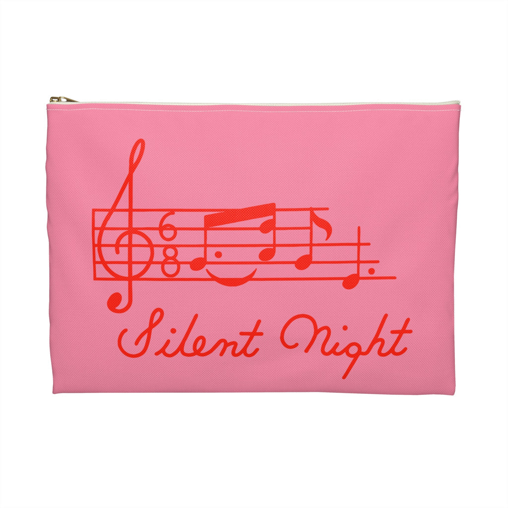 Silent Night Music Mid Century Retro Christmas Print Polyester Accessory Pouch Travel Bag