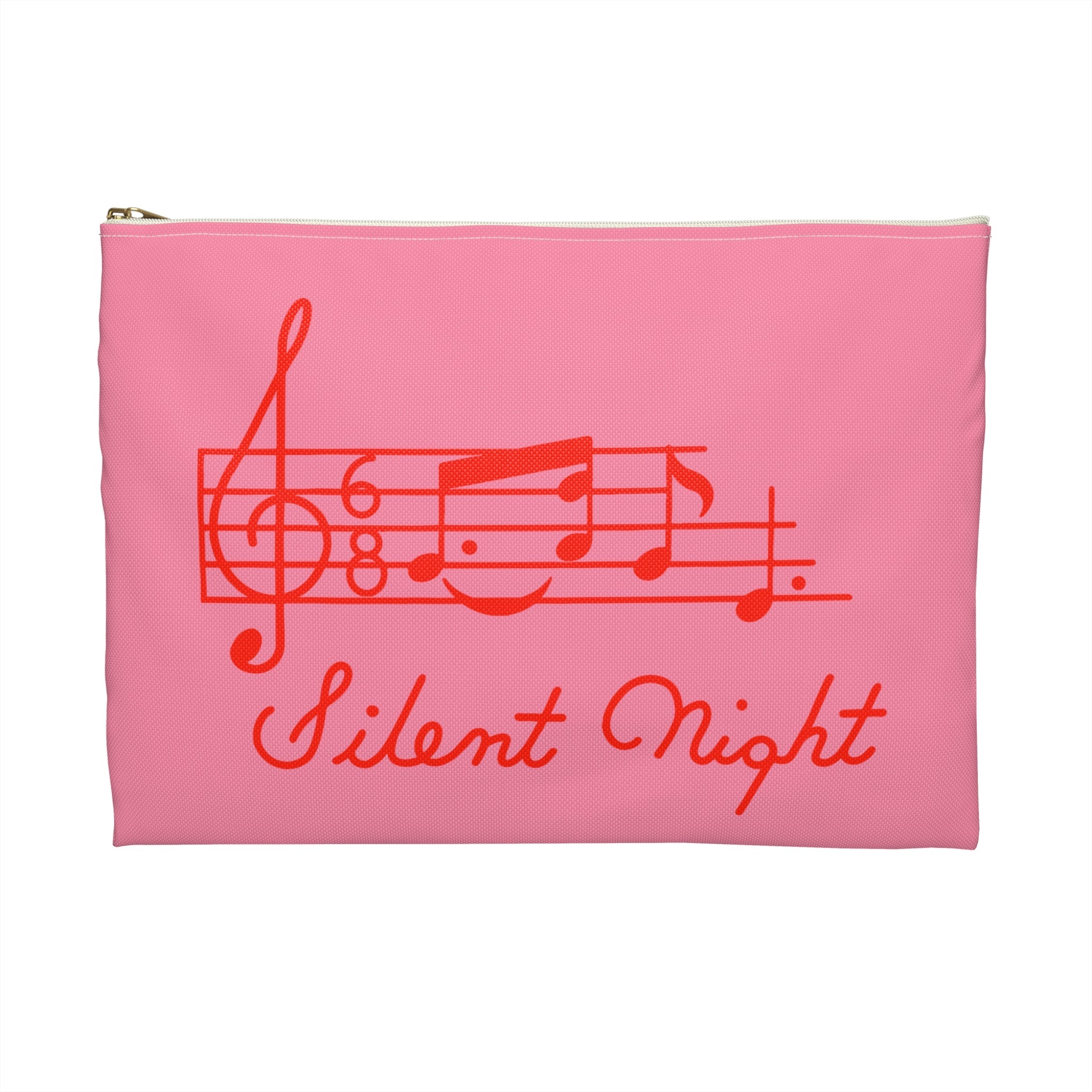 Silent Night Music Mid Century Retro Christmas Print Polyester Accessory Pouch Travel Bag