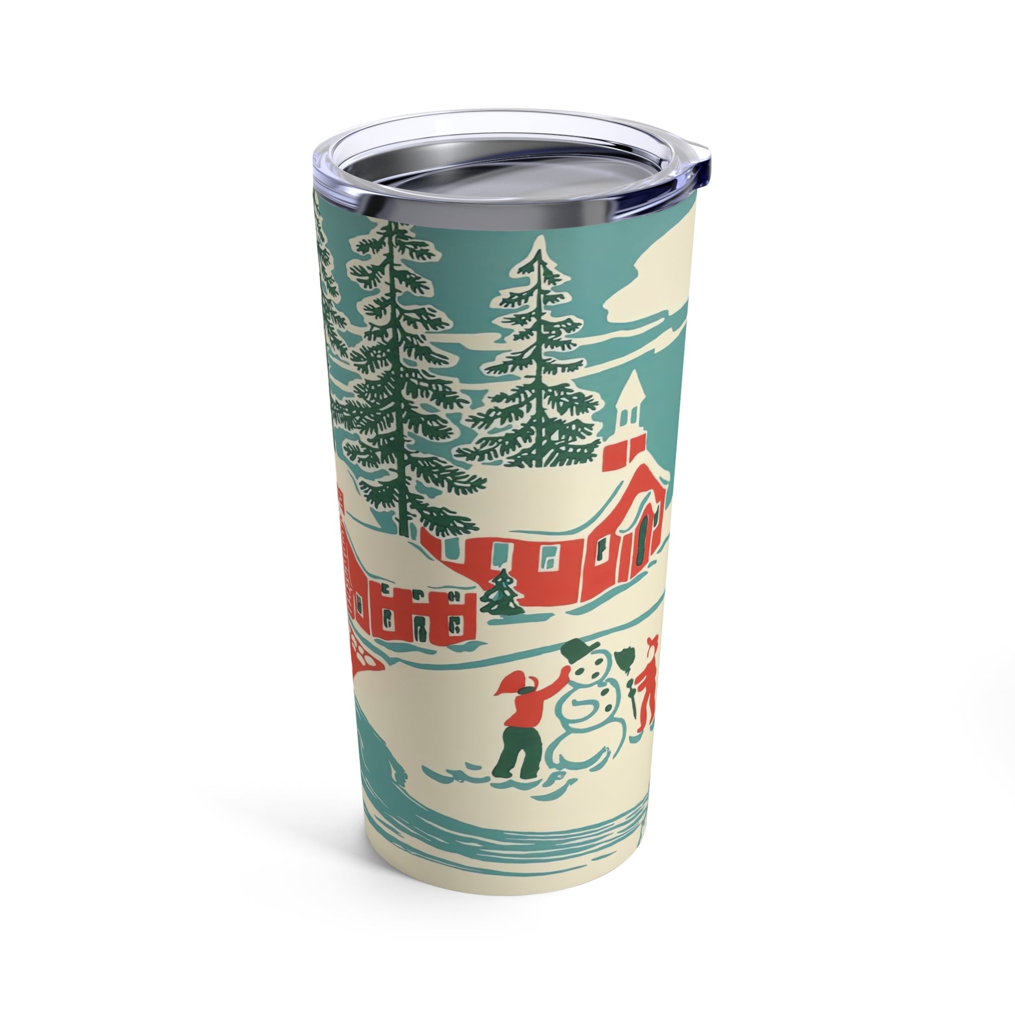Cozy Village Town Retro Christmas Print Stainless Steel Tumbler 20oz
