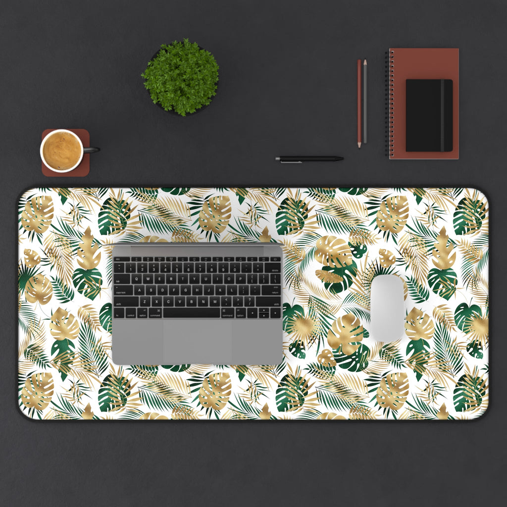 Gold and Green Palm Desk Mat - 3 size options