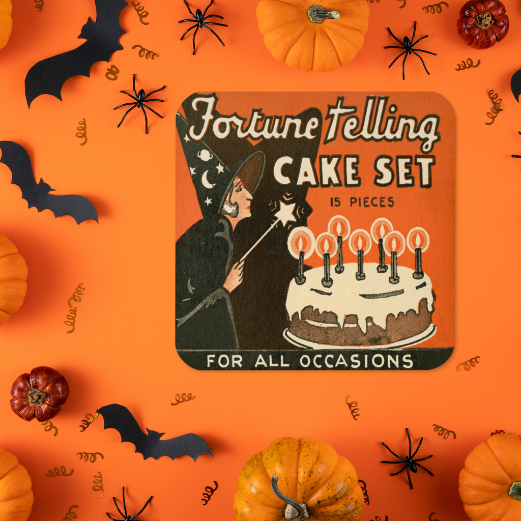 Fortune Telling Cake Set Retro Halloween Cork-back Coaster