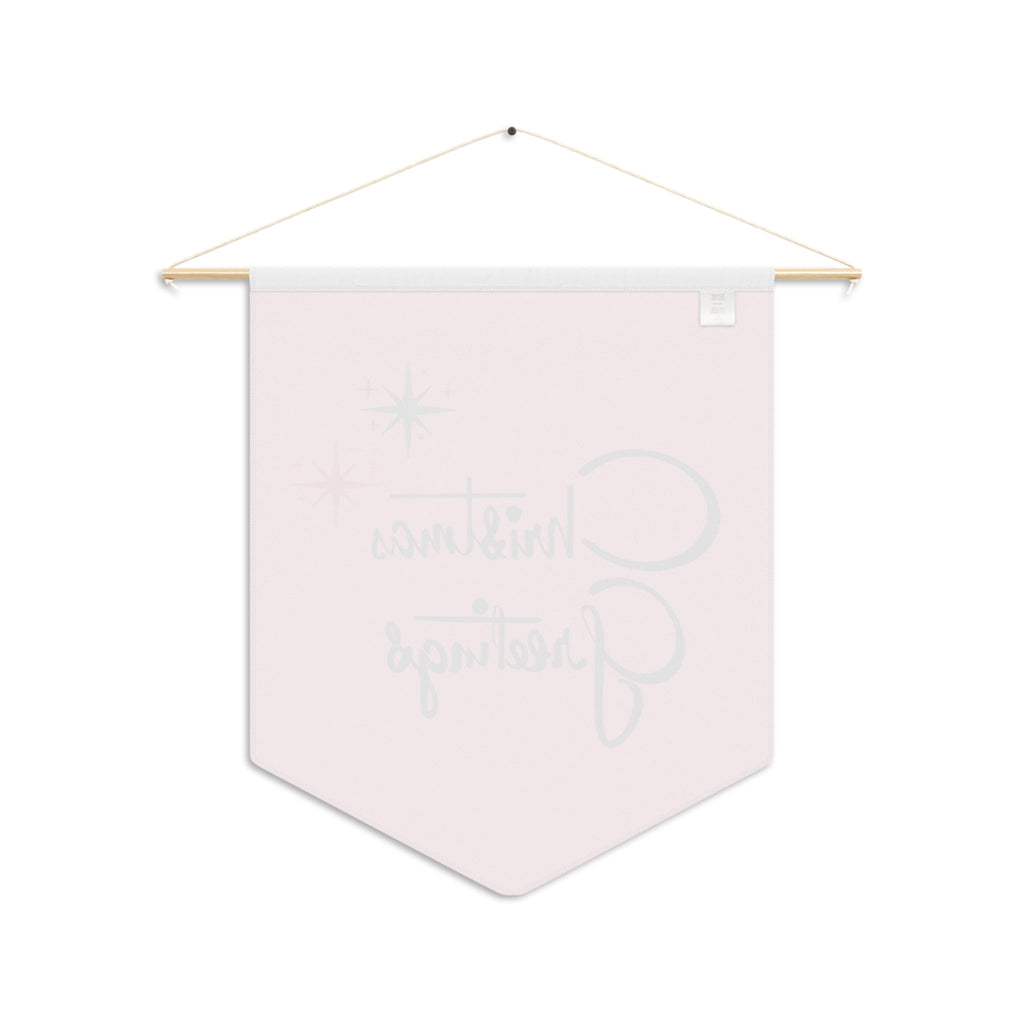 Christmas Greetings Starburst Retro Mid Century Pink Christmas Print Style Decor Print Wall Hanging Banner Flag