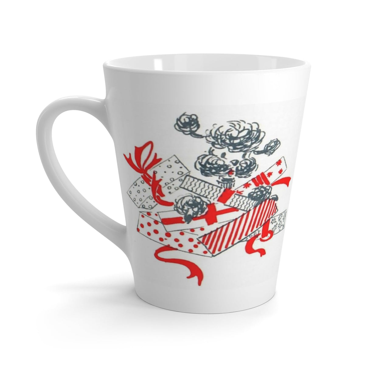 Christmas Poodle With Presents Retro Christmas Print Latte Coffee Mug