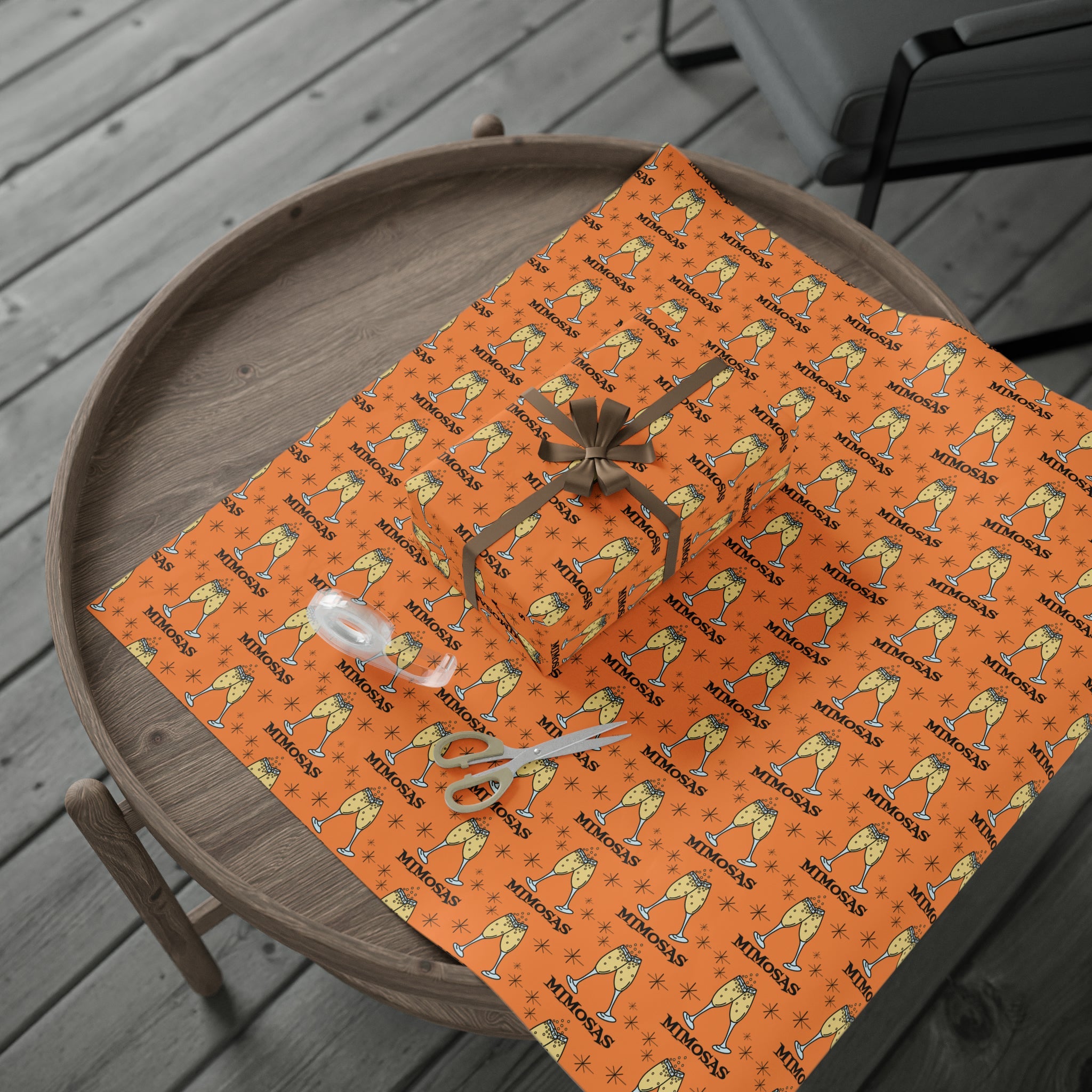 Mimosas Champagne Brunch Atomic Retro Style Holiday Gift Wrap Paper - Glossy Or Matte