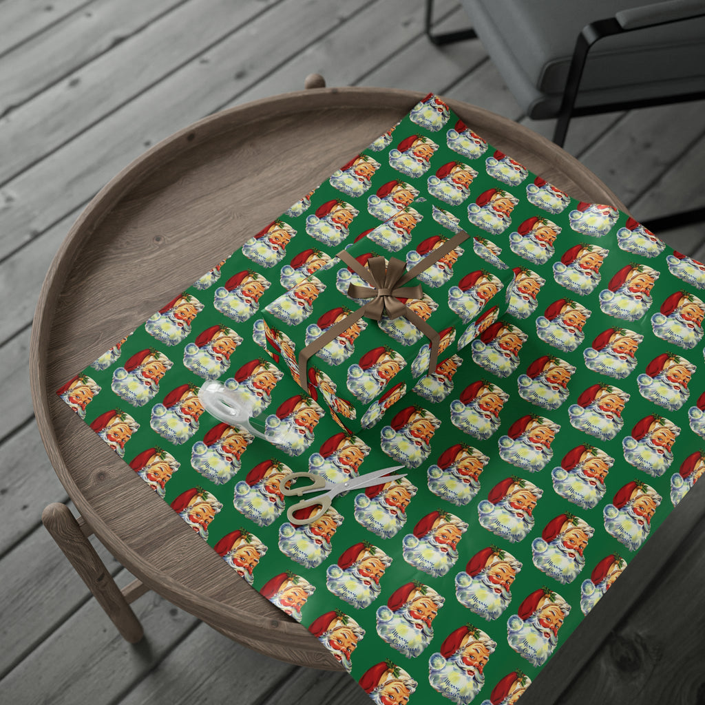 Merry Christmas Santa Retro Christmas Print Holiday Gift Wrap Paper - Glossy Or Matte