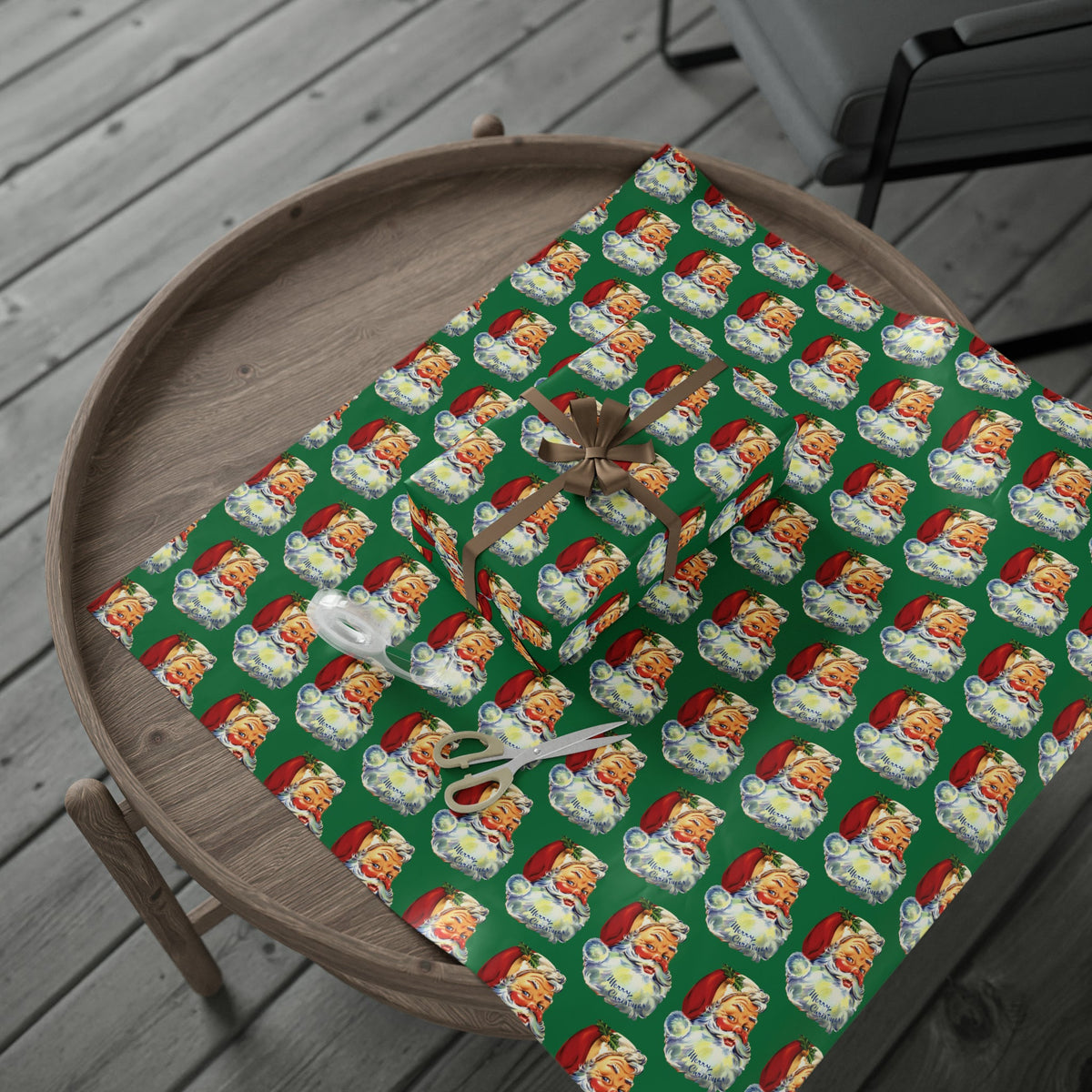 Merry Christmas Santa Retro Christmas Print Holiday Gift Wrap Paper - Glossy Or Matte