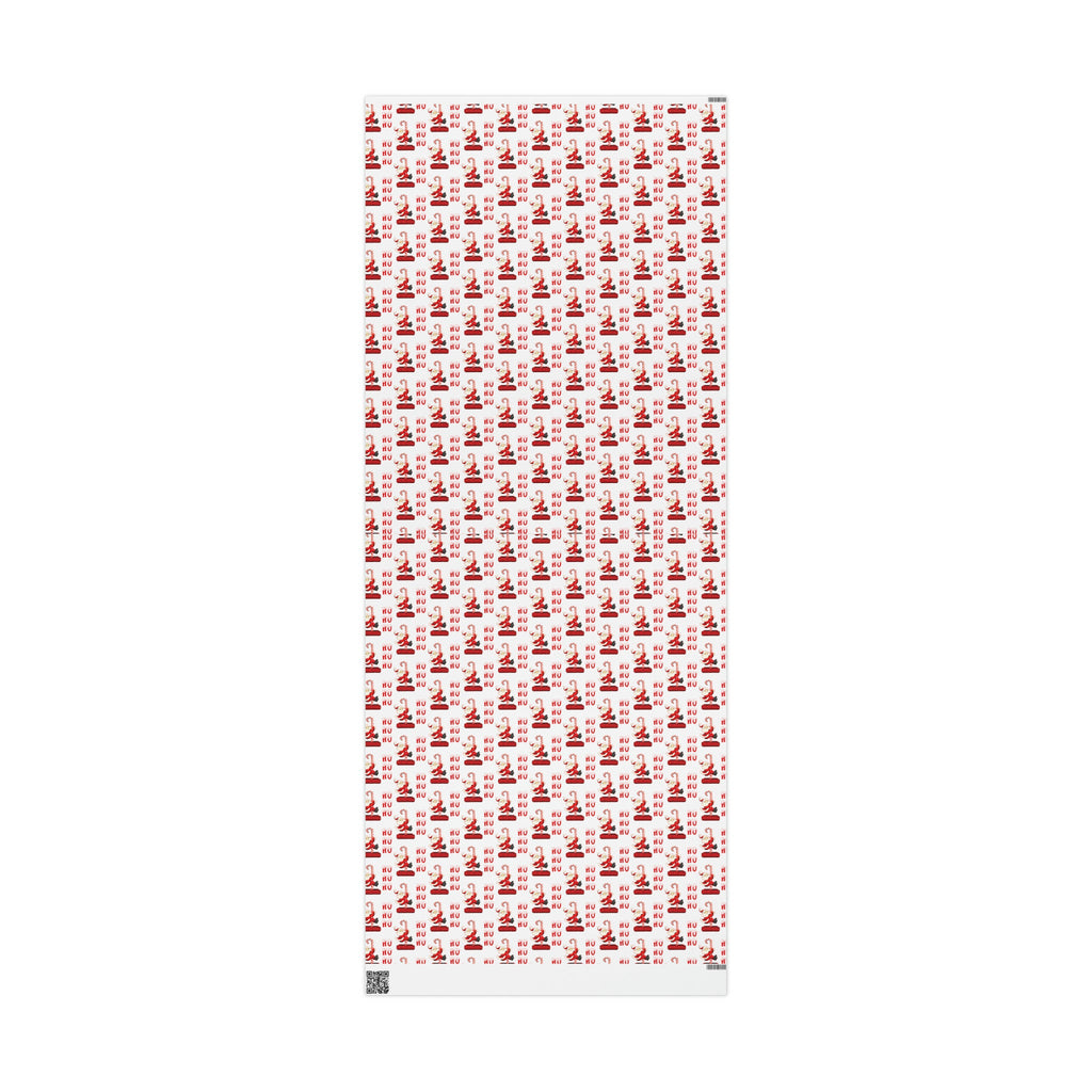 Ho Ho Ho Santa Sliding Down Candy Cane Chimney Mid Century Retro Style Holiday Gift Wrap Paper - Glossy Or Matte