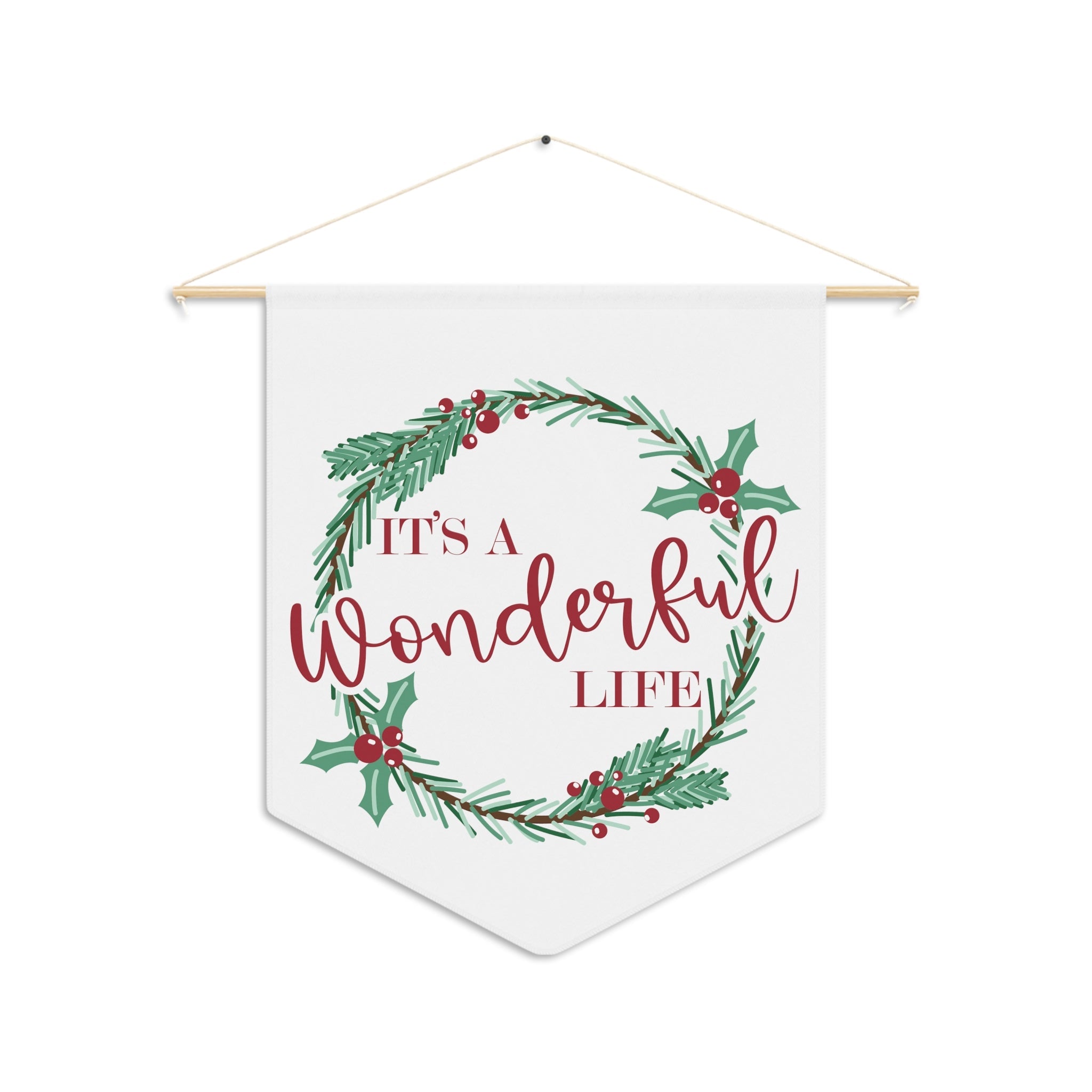 It's A Wonderful Life Christmas Wreath Wall Hanging Banner Flag