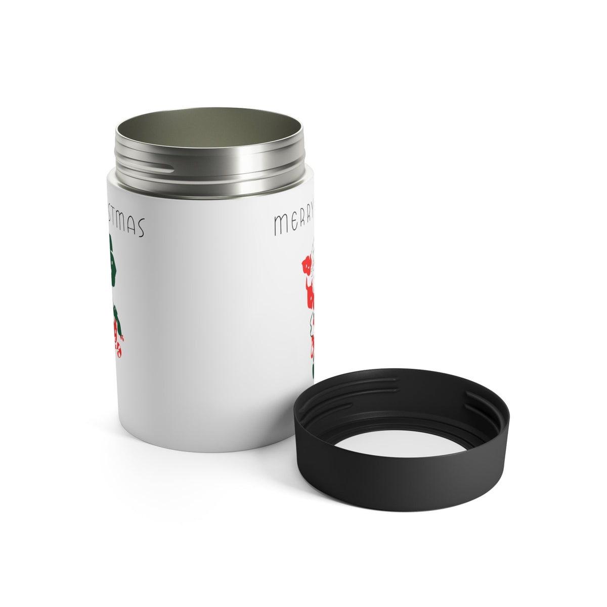 Merry Christmas Santa Mid Century Retro Christmas Print Stainless Steel Can Holder