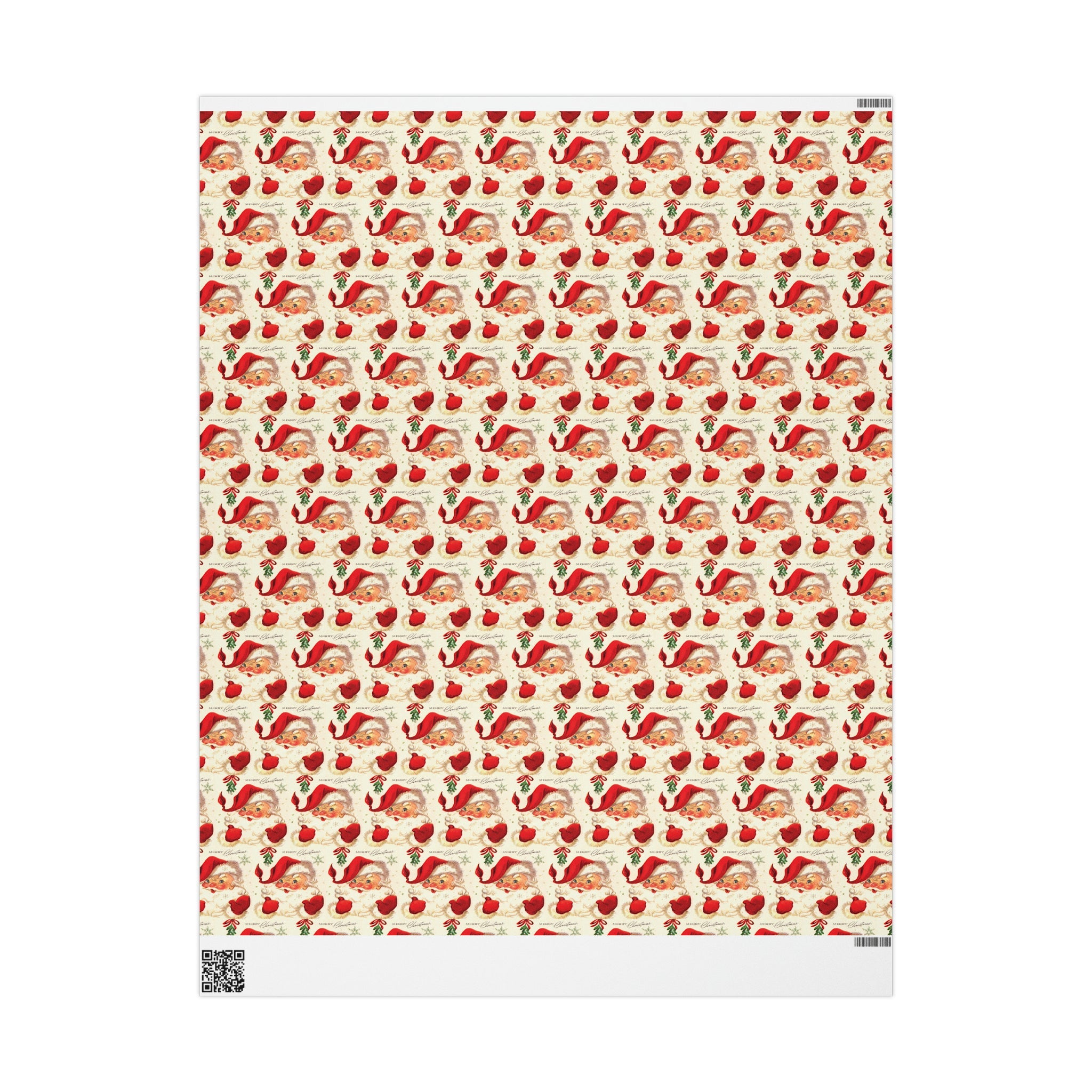 Merry Christmas Santa Under The Mistletoe Mid Century Retro Christmas Print Holiday Gift Wrap Paper - Glossy Or Matte