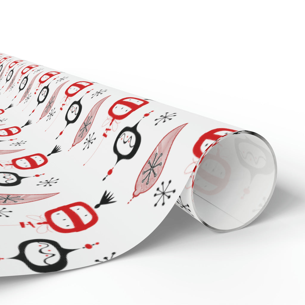 Retro Christmas Ornaments Mid Century Retro Christmas Print Holiday Gift Wrap Paper - Glossy Or Matte