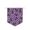 Witchy Kitties Purple Halloween Decor Print Wall Hanging Banner Flag