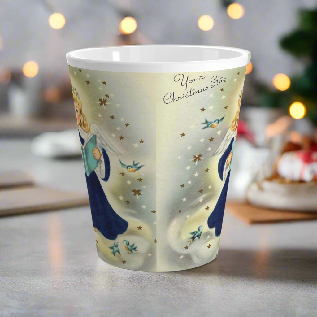 Your Christmas Star Angel Retro Christmas Print Latte Coffee Mug