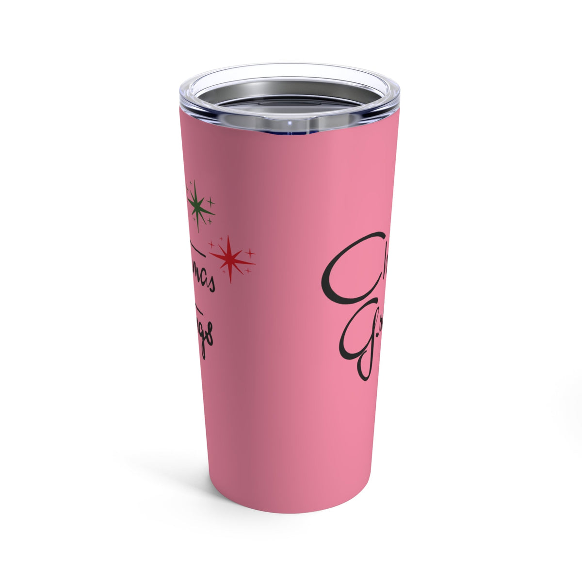 Christmas Greetings Starburst Retro Mid Century Pink Christmas Style Stainless Steel Tumbler 20oz