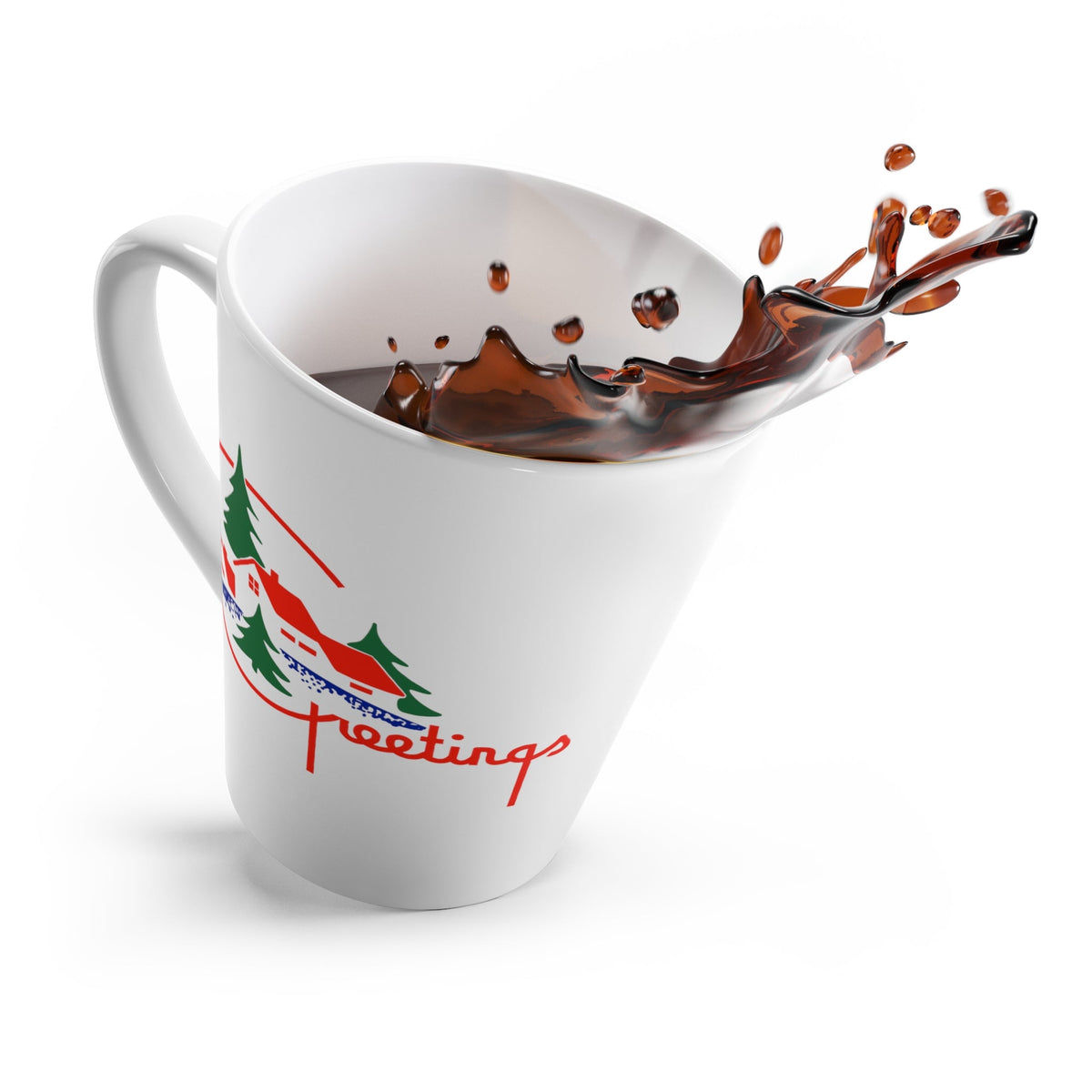 Greetings Retro Christmas Print Latte Coffee Mug