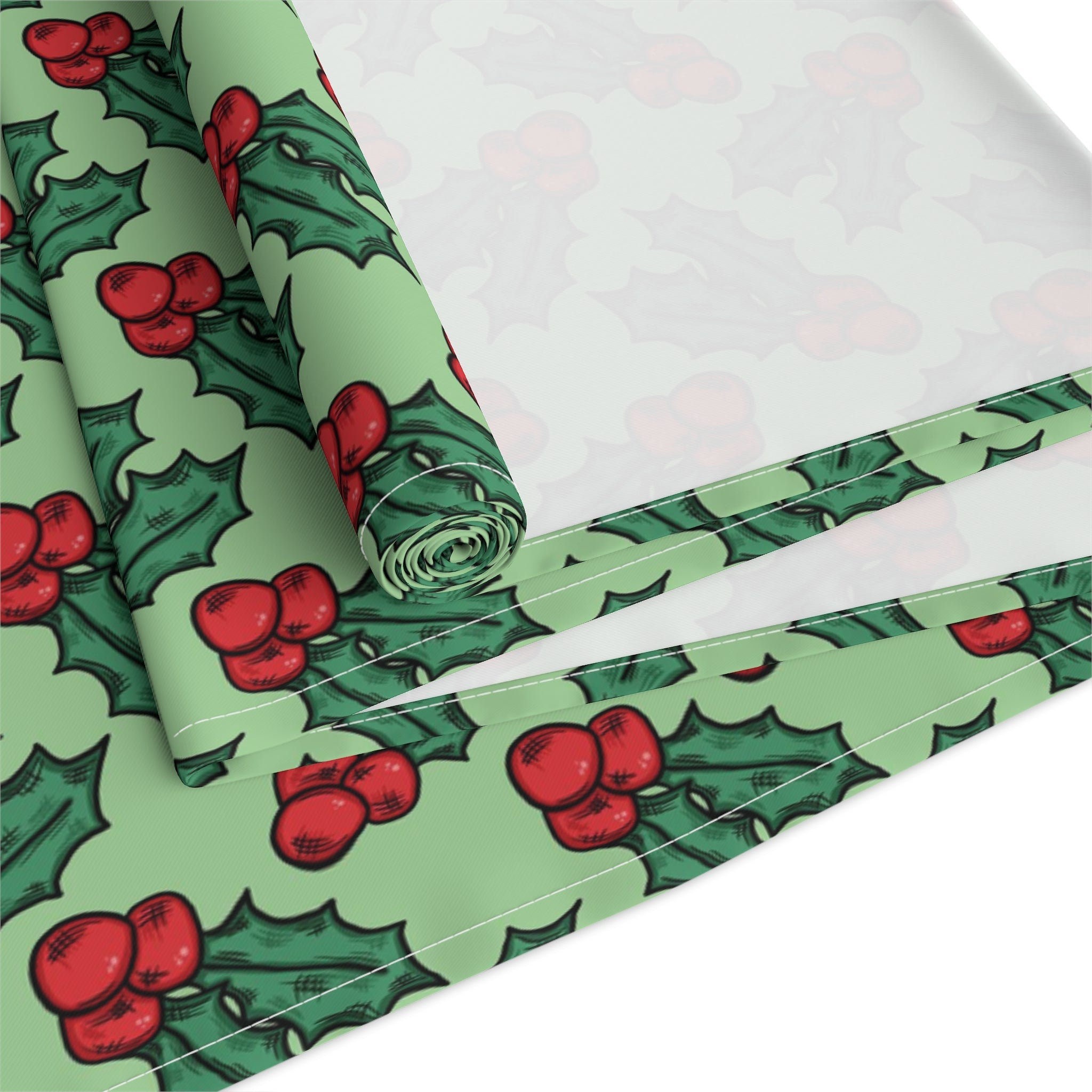 Cute Christmas Holly Christmas Print Home Decor Cotton Poly Table Runner