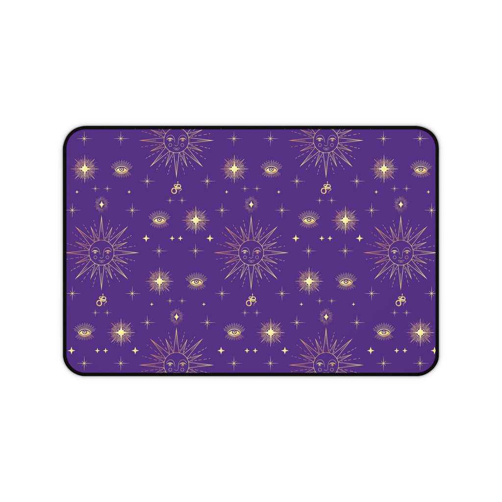 Celestial Gold Sun Stars Tarot Purple Desk Mat - 3 size options
