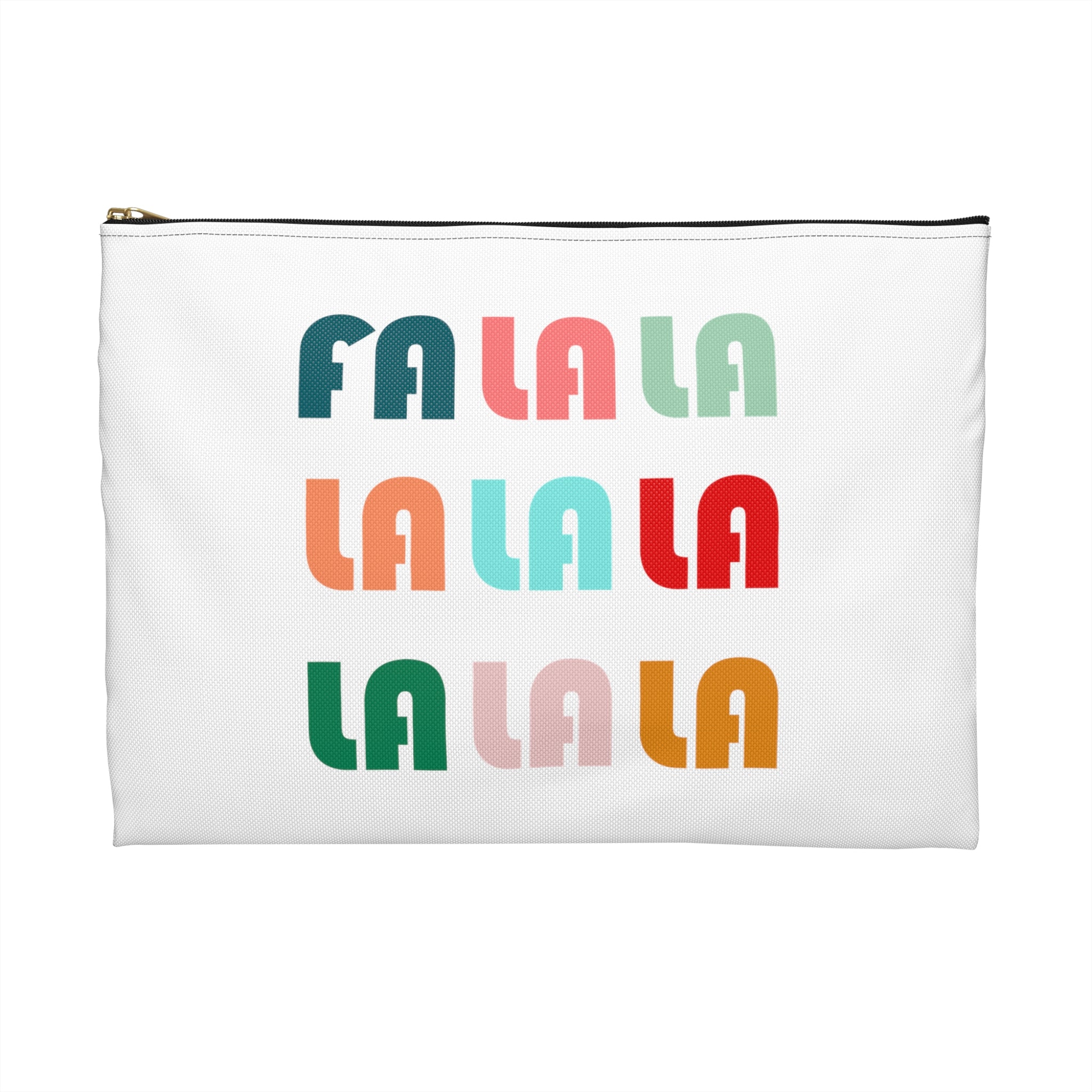 Fa La La La Retro Style Christmas Print Polyester Accessory Pouch Travel Bag
