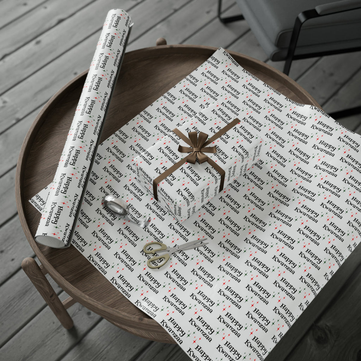 Happy Kwanzaa Starburst Atomic Retro Style Holiday Gift Wrap Paper - Glossy Or Matte