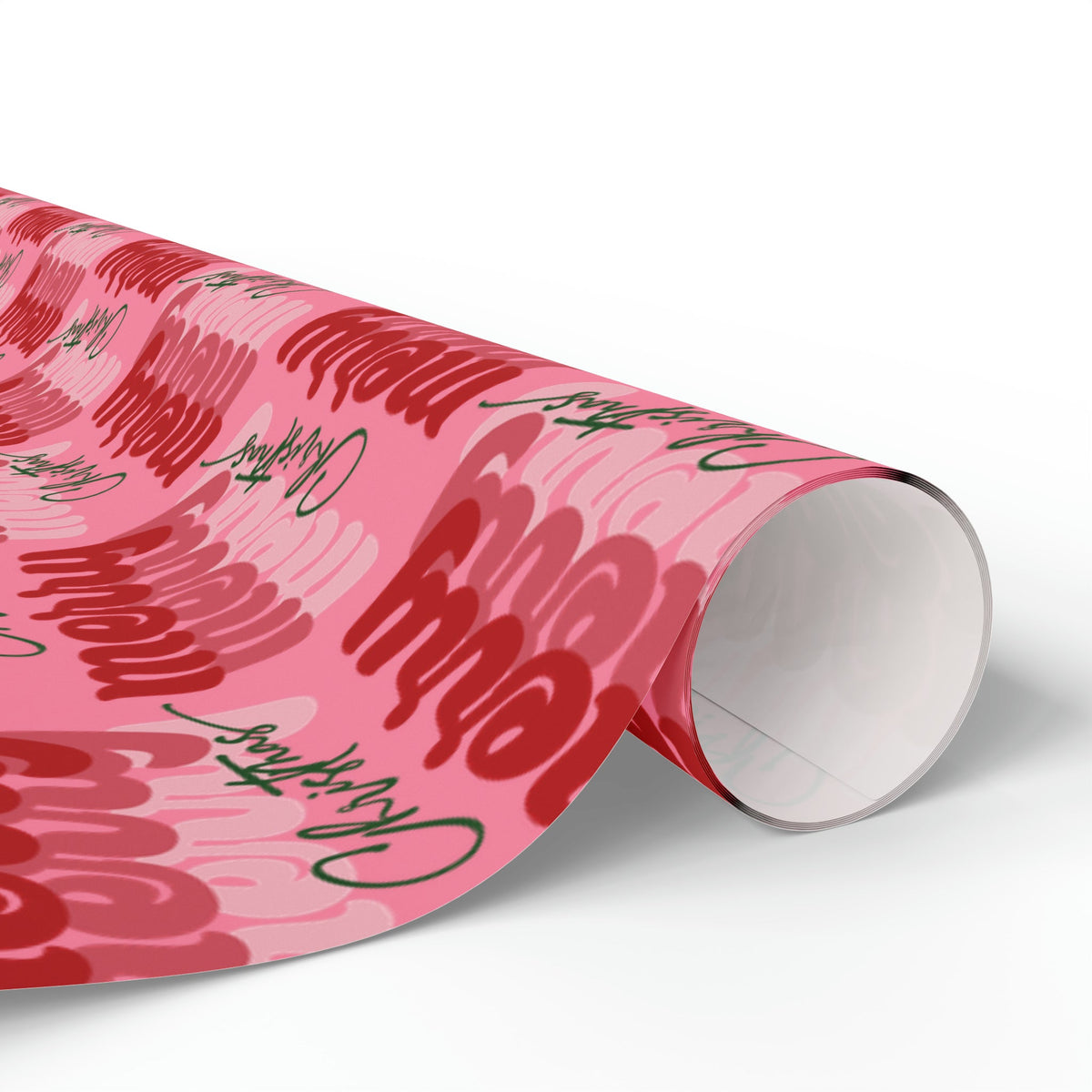Merry Merry Merry Christmas Pink Retro Style Christmas Print Holiday Gift Wrap Paper - Glossy Or Matte